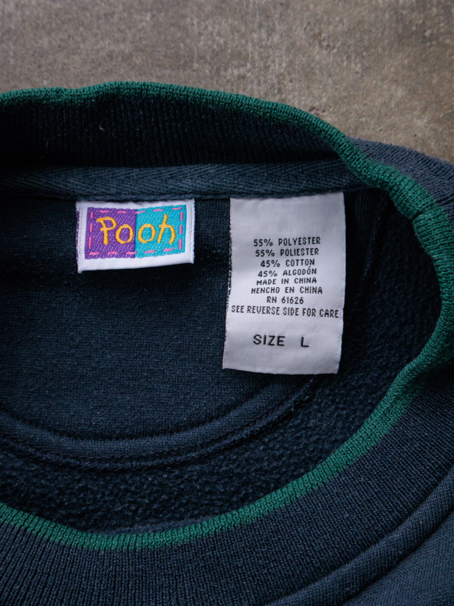 Vintage 90s Navy Disney Winnie The Pooh Slogan Sweatshirt (L)
