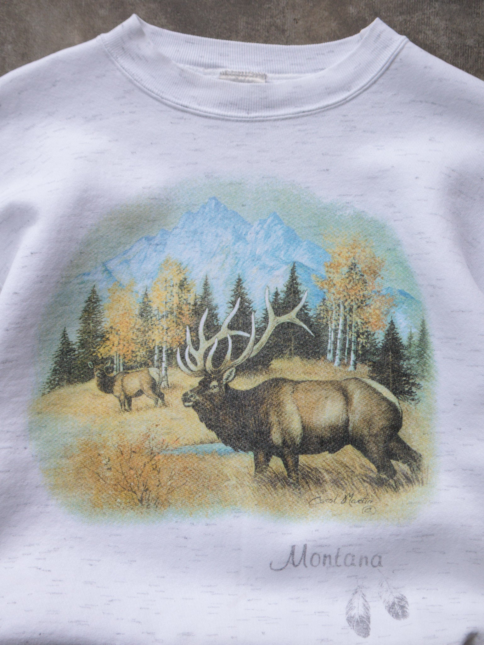 Vintage 90s White Montana Elk Sweatshirt (L)