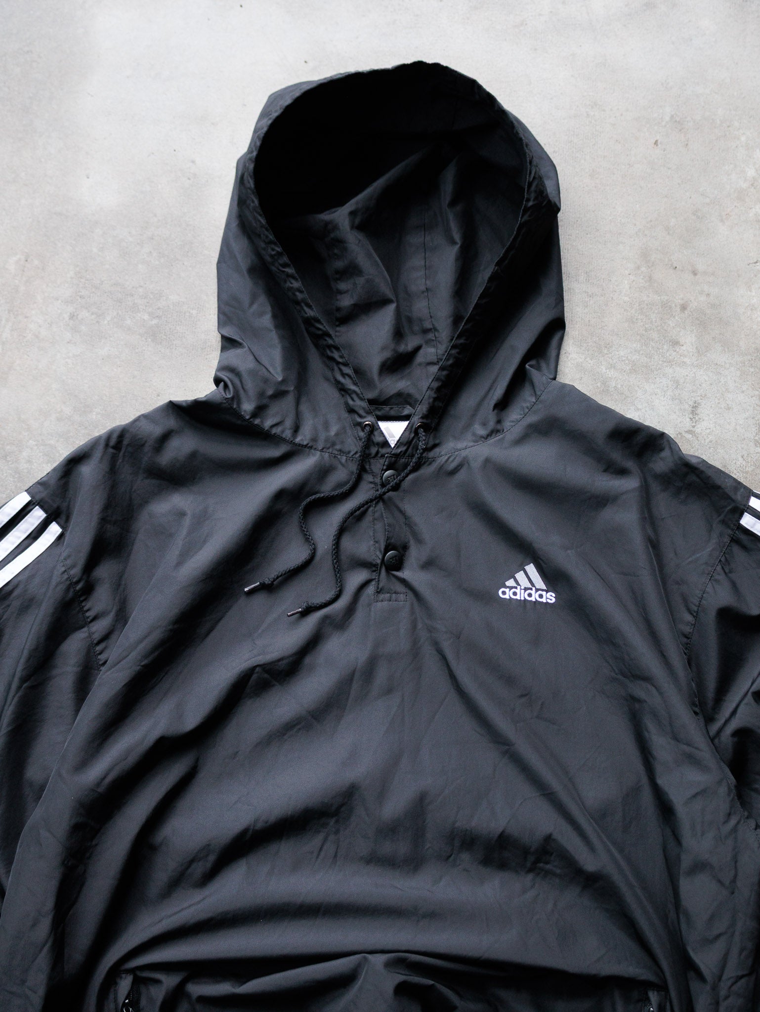 Vintage 00s Black Adidas Windbreaker Hoodie (L)