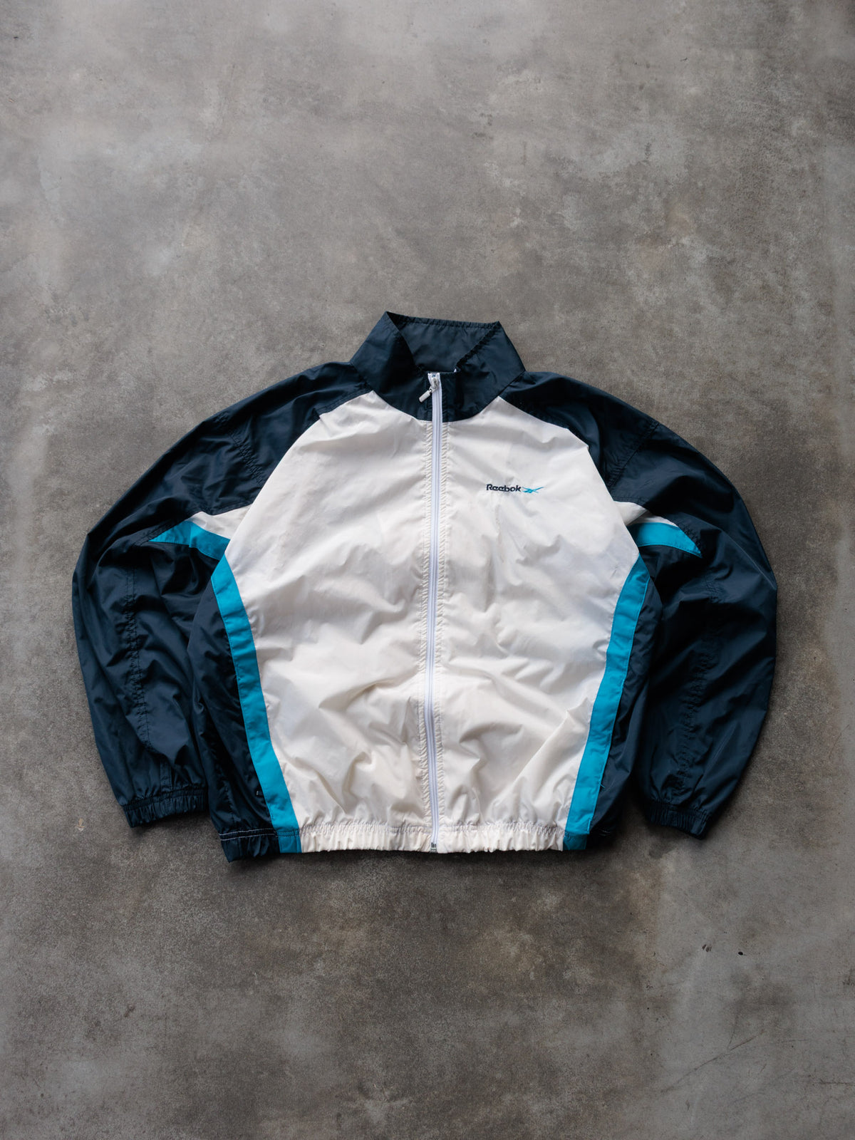 Vintage 90s White Reebok Colourblock Windbreaker (L)