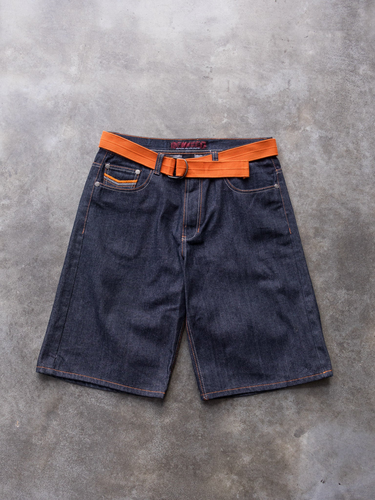 Vintage Dark Wash Remixed Denim Shorts (W36)