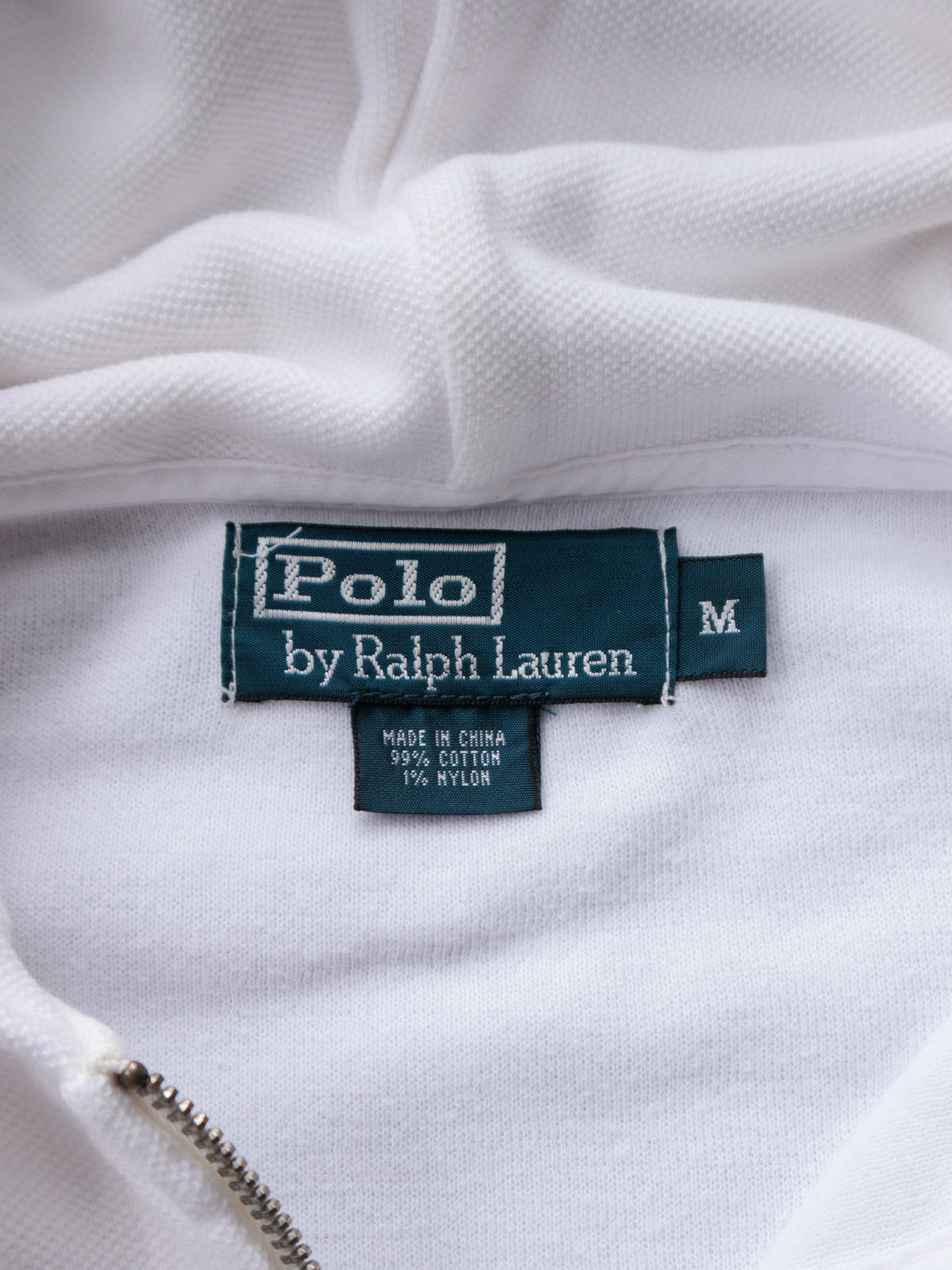 Vintage White Polo Ralph Lauren Full Zip Hoodie (M)