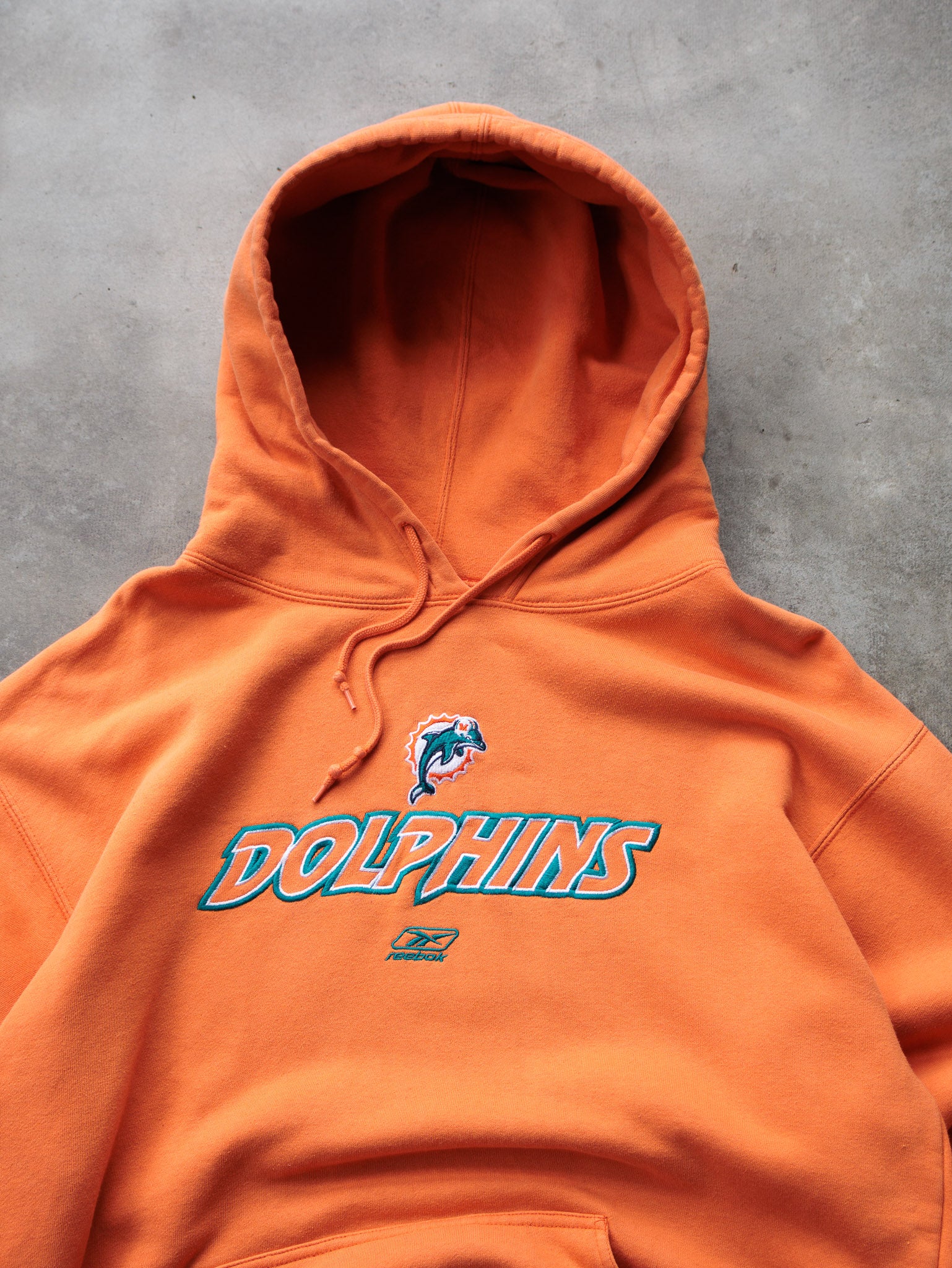 Vintage 00s Orange Reebok Miami Dolphins Hoodie (M)