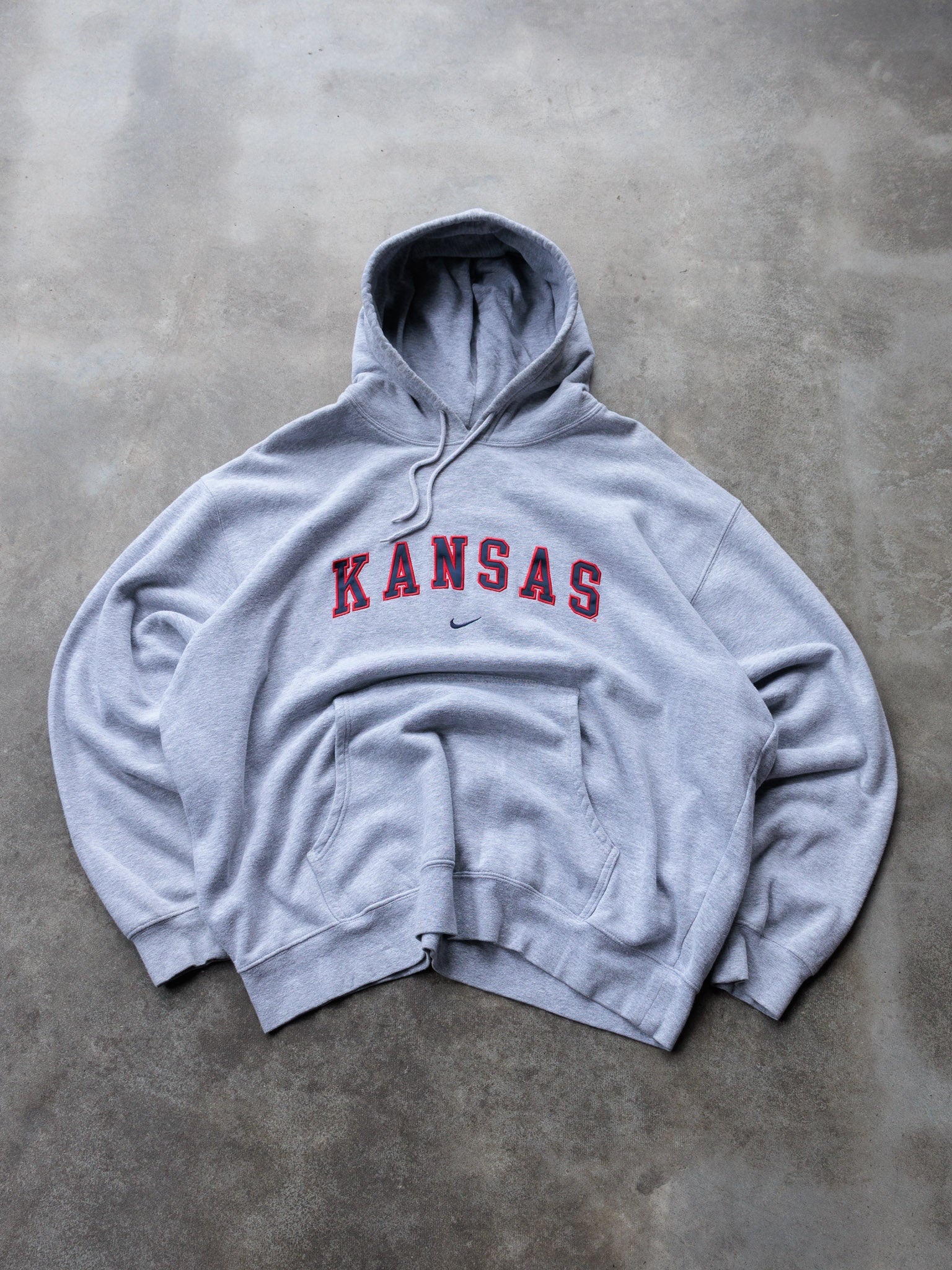 Vintage 00s Grey Nike Kansas Hoodie (2XL)