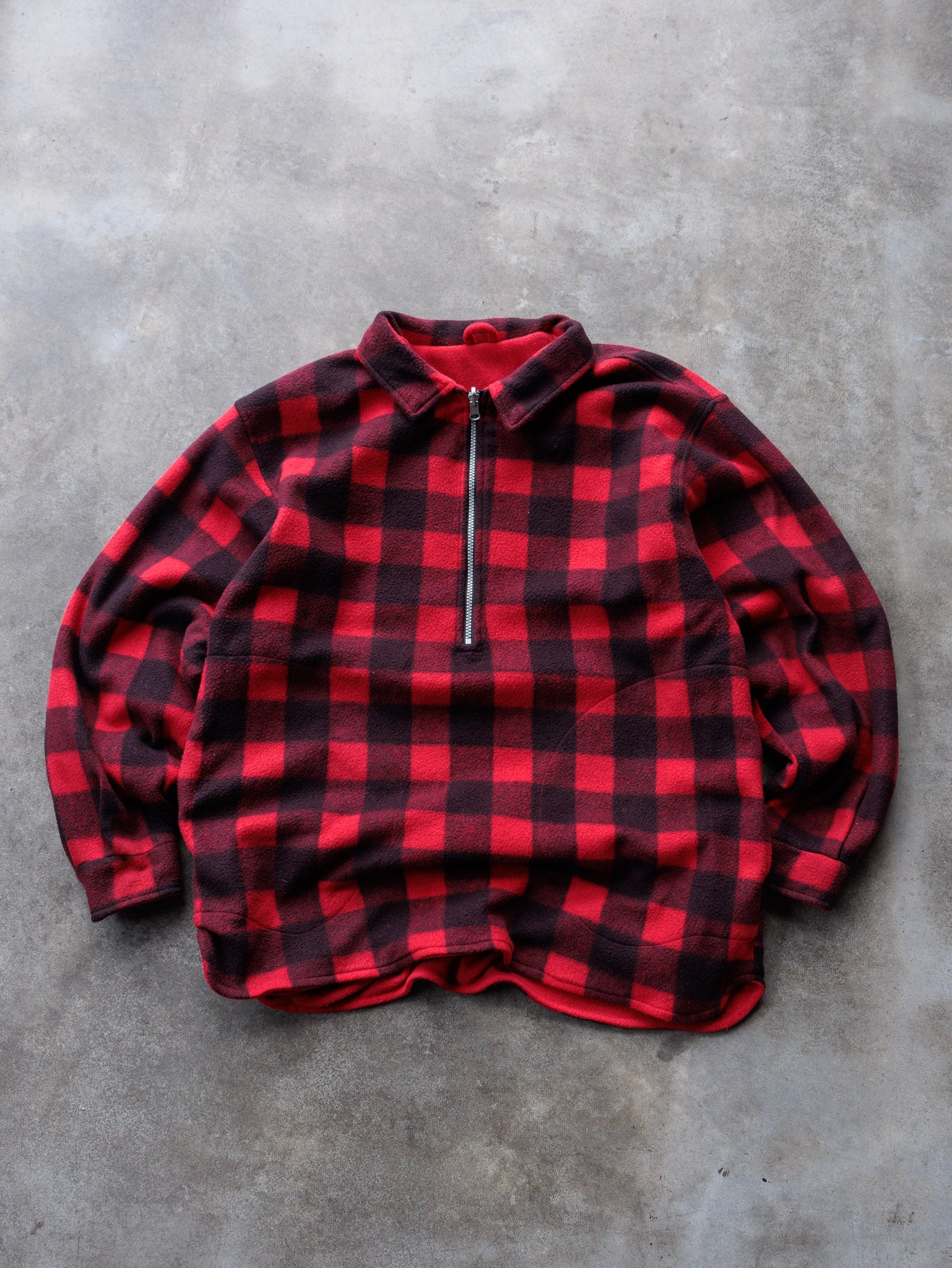 Vintage Red Marlboro Quarter Zip Reversible Fleece Sweatshirt (XL)