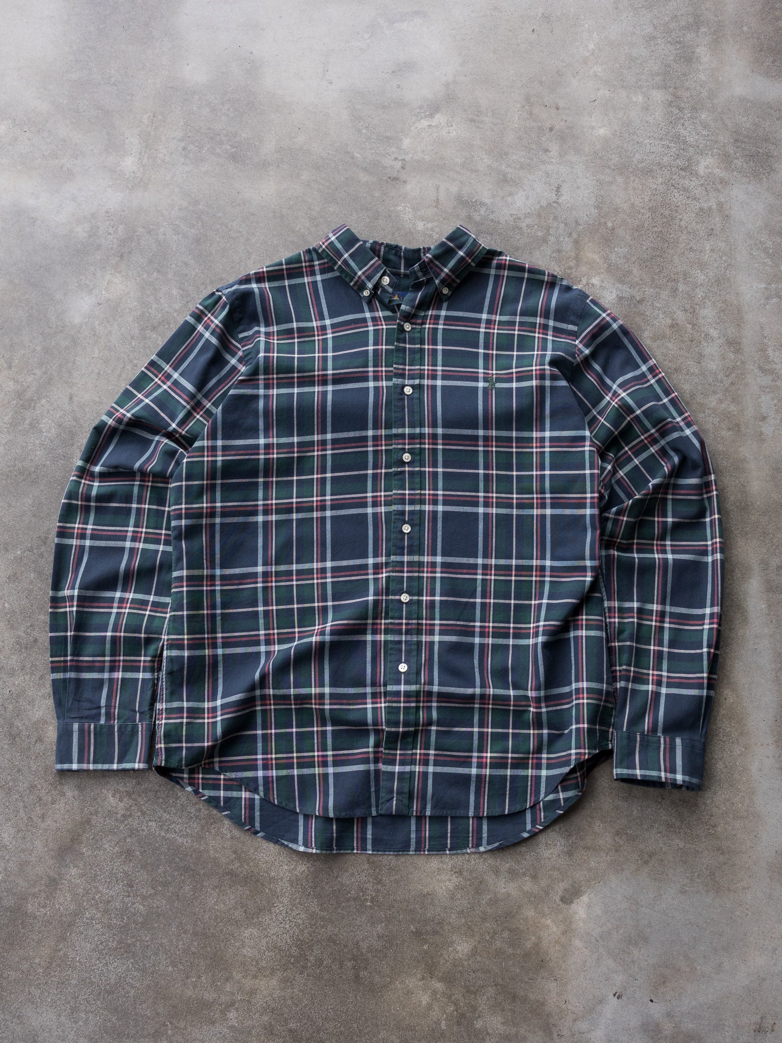 Vintage 00s Navy & Green Ralph Lauren Plaid Shirt (L)