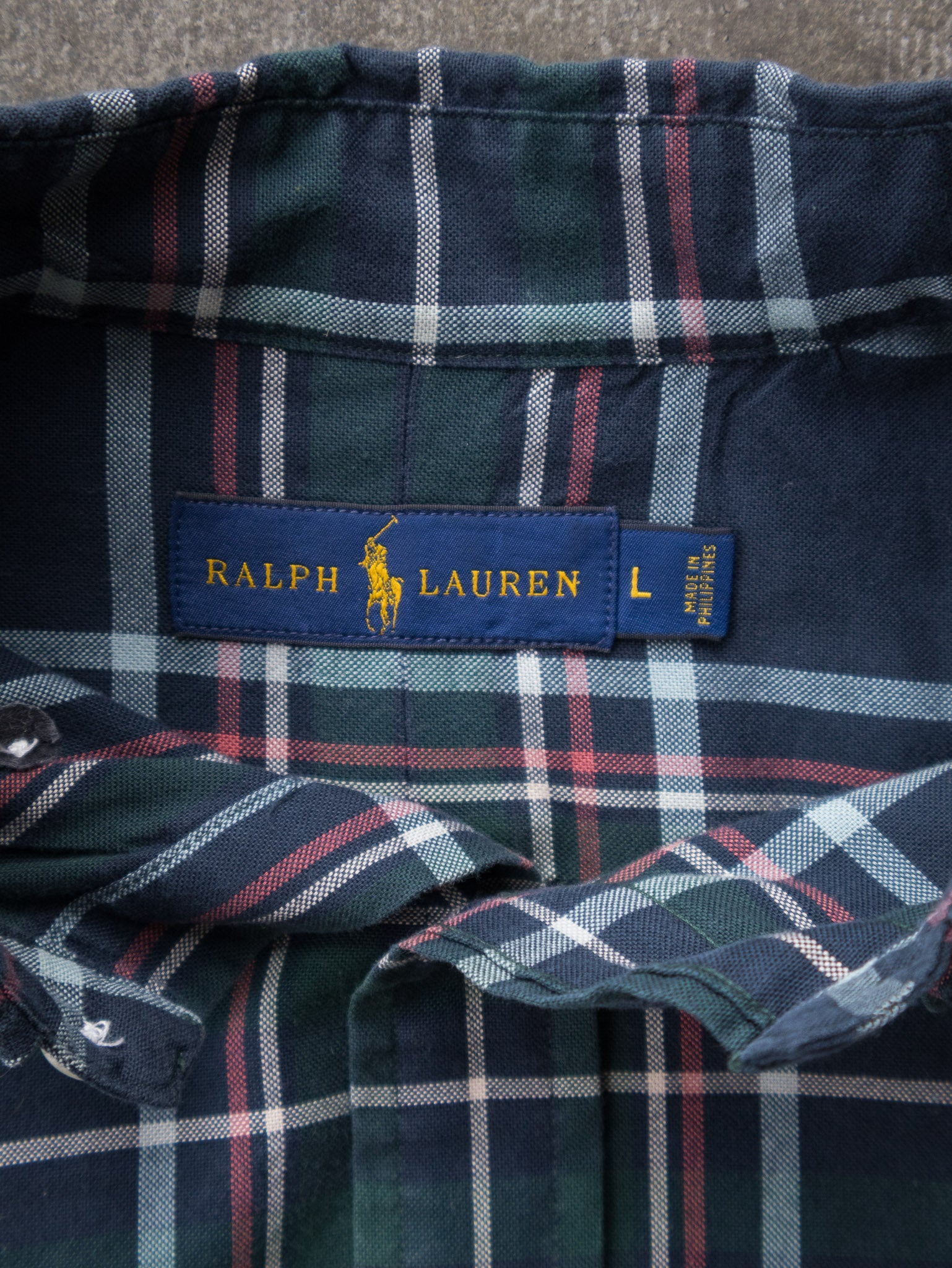 Vintage 00s Navy & Green Ralph Lauren Plaid Shirt (L)