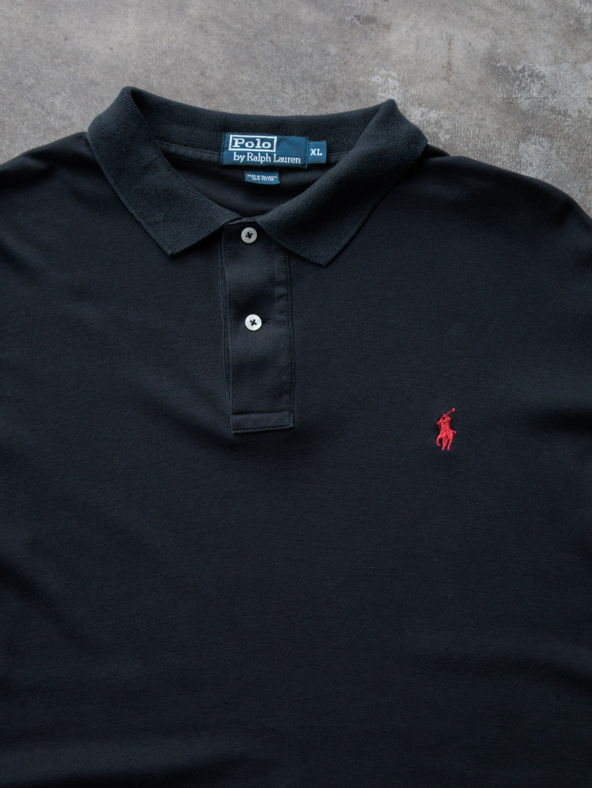 Vintage 00s Black Polo Ralph Lauren Long Sleeve Polo Shirt (XL)