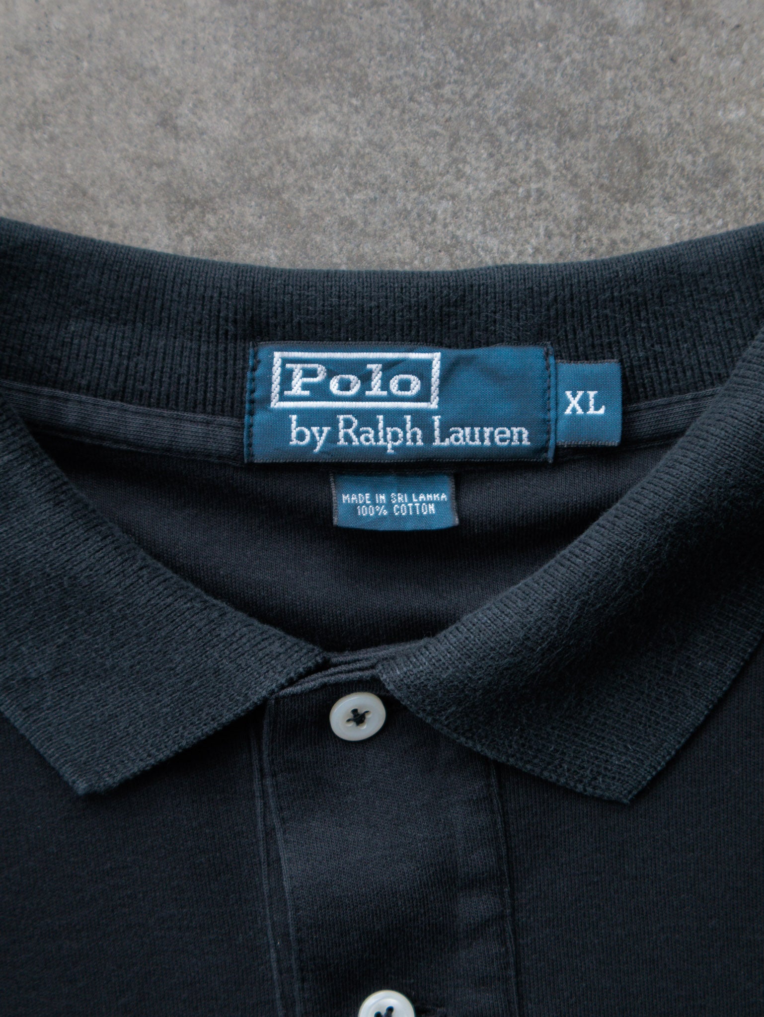 Vintage 00s Black Polo Ralph Lauren Long Sleeve Polo Shirt (XL)