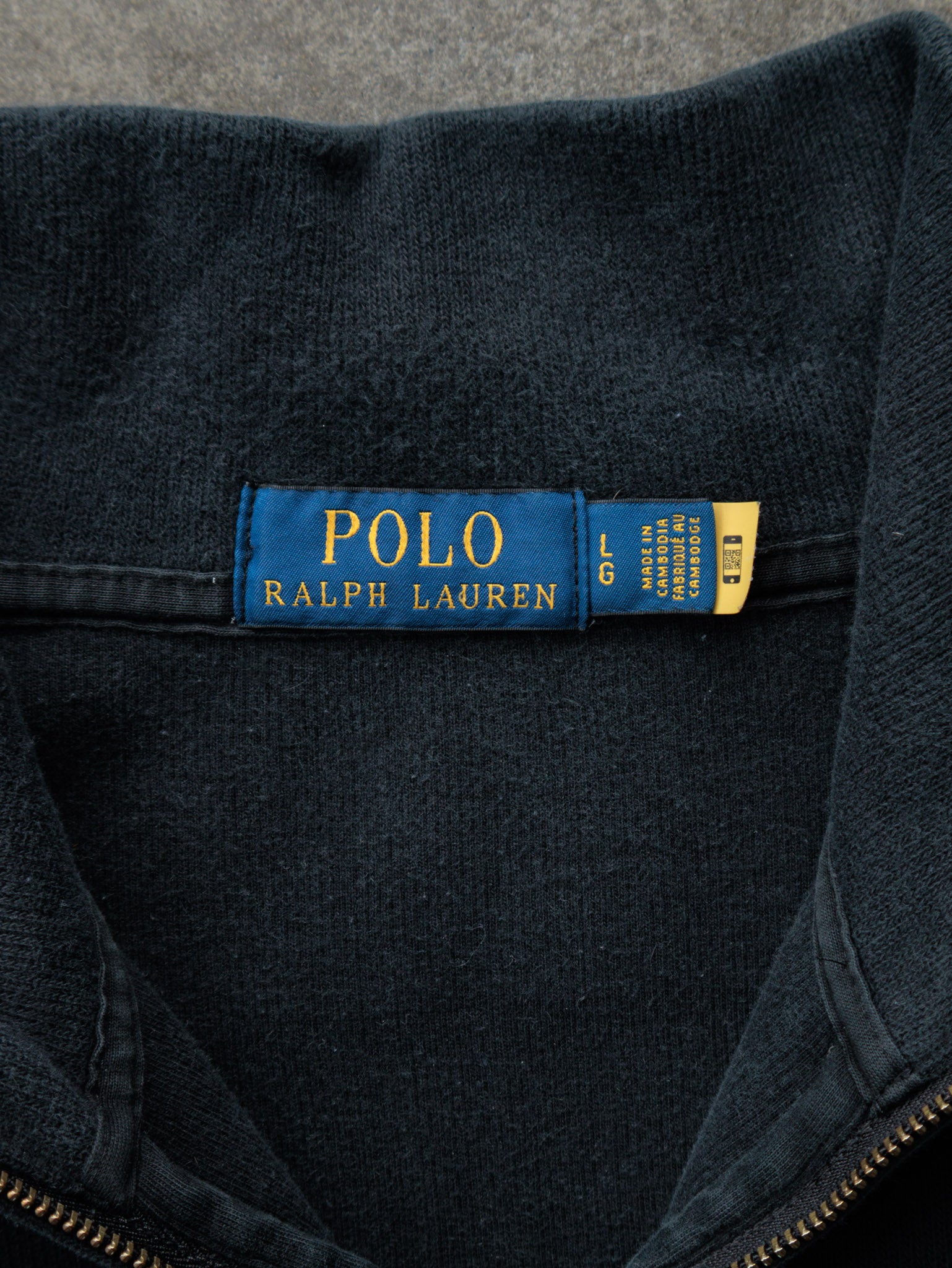Vintage Black Polo Ralph Lauren Fleece Quarter Zip (L)