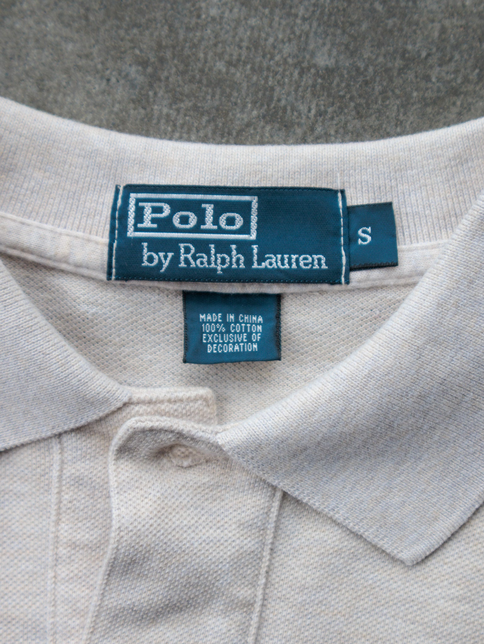 Vintage 00s Beige Polo Ralph Lauren Long Sleeve Polo Shirt (S)