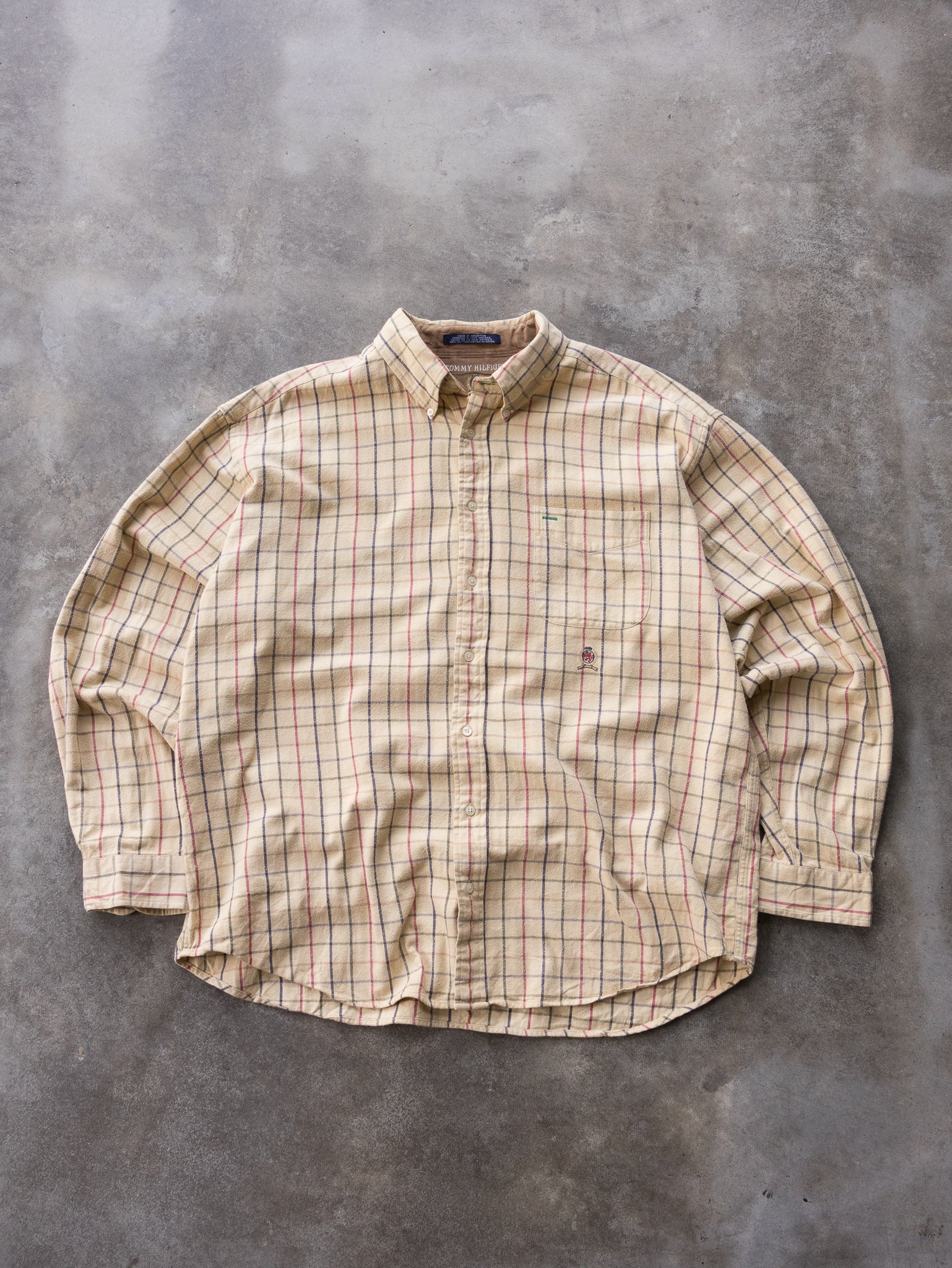 Vintage 90s Yellow Tommy Hilfiger Checked Shirt (XL)