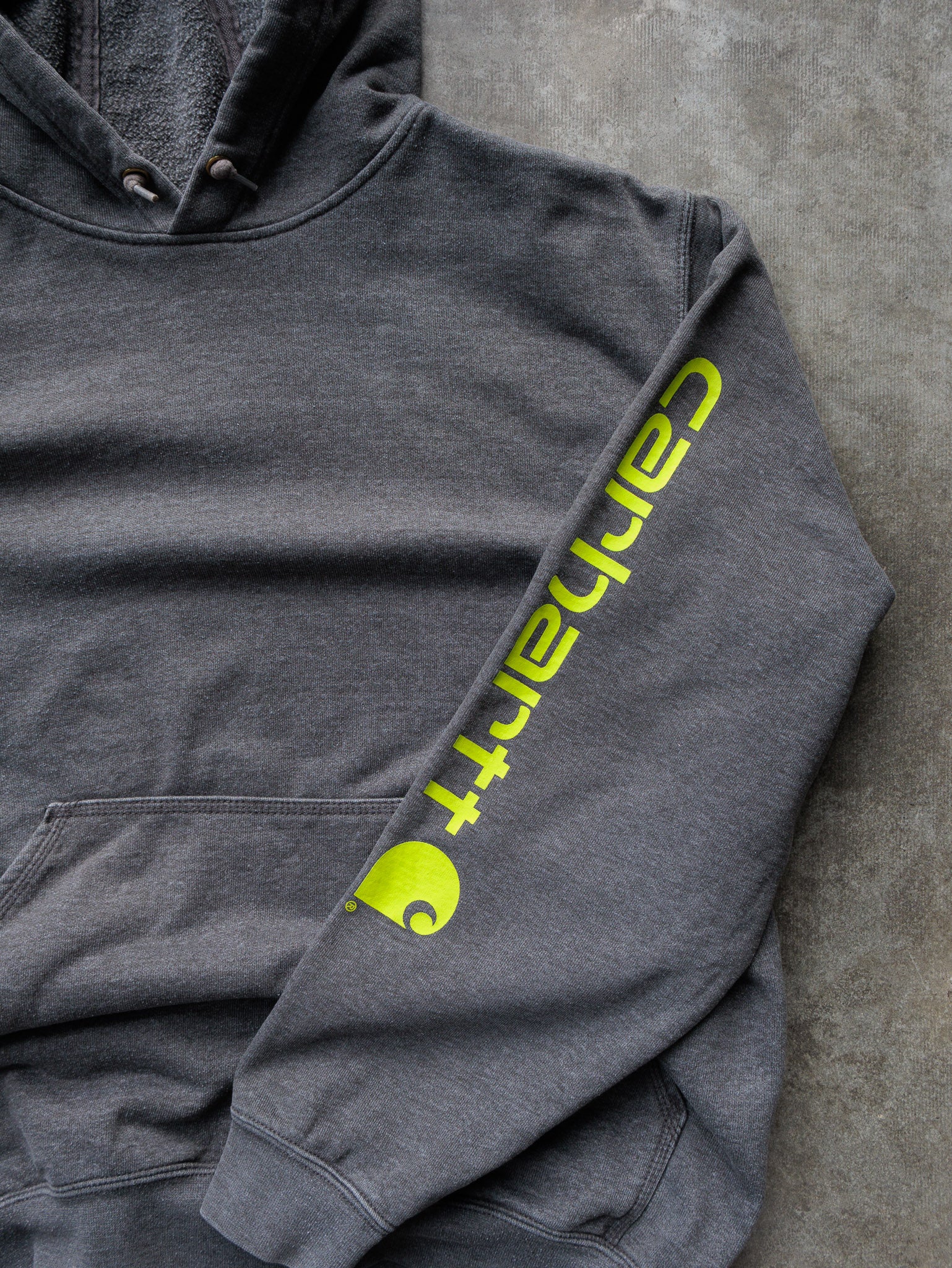 Vintage Grey Carhartt Sleeve Spell Out Hoodie (L)