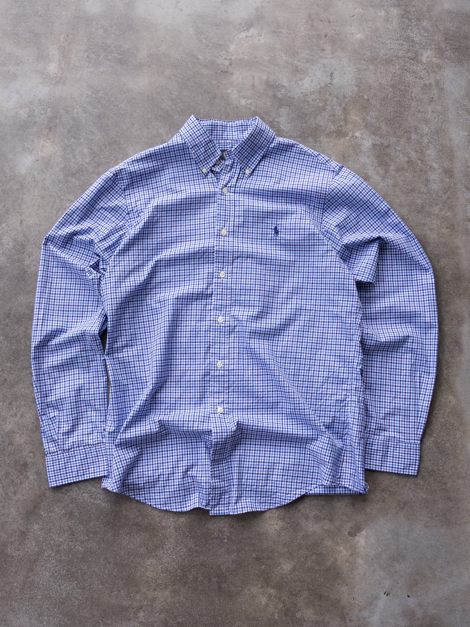 Vintage Blue & White Ralph Lauren Gingham Shirt (M)