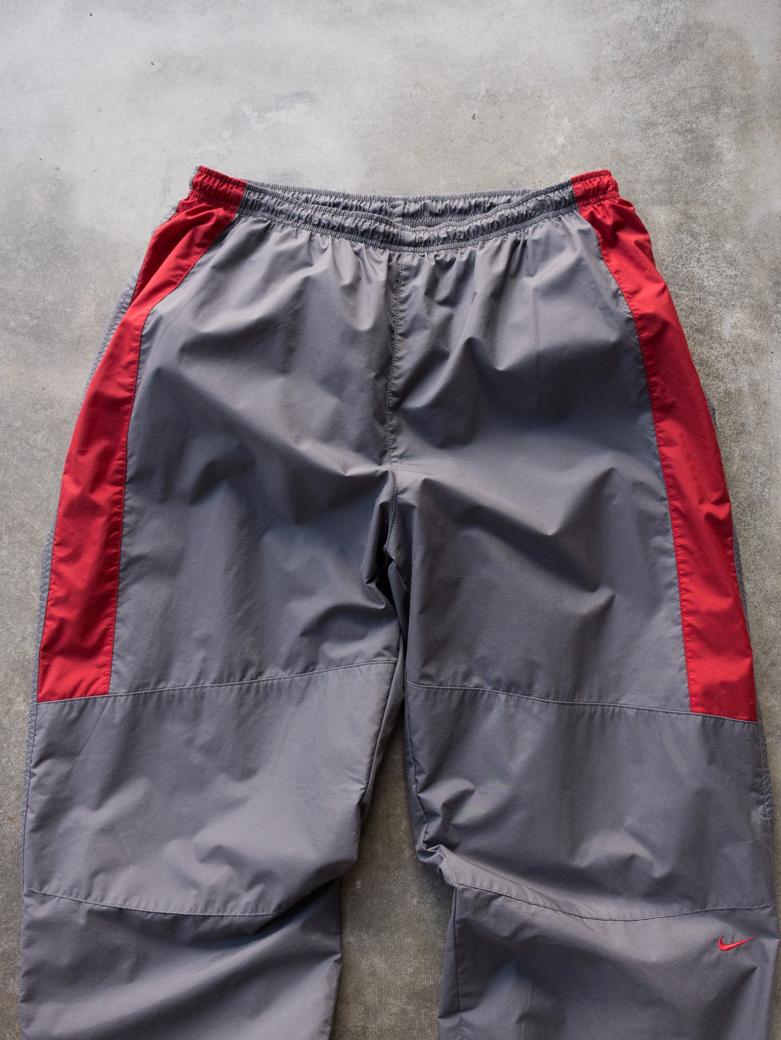 Vintage Grey & Red Nike Track Pants (L)