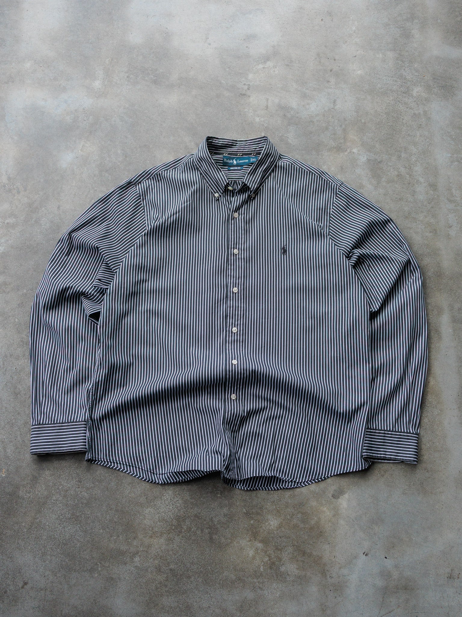 Vintage Black & White Ralph Lauren Striped Shirt (XL)
