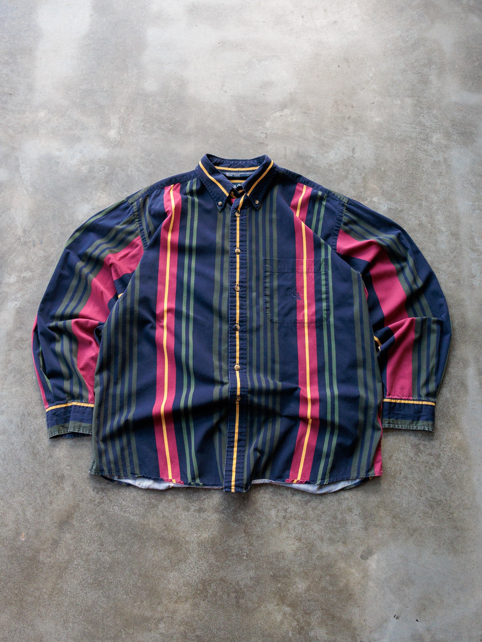 Vintage 90s Navy & Red Nautica Striped Shirt (L)