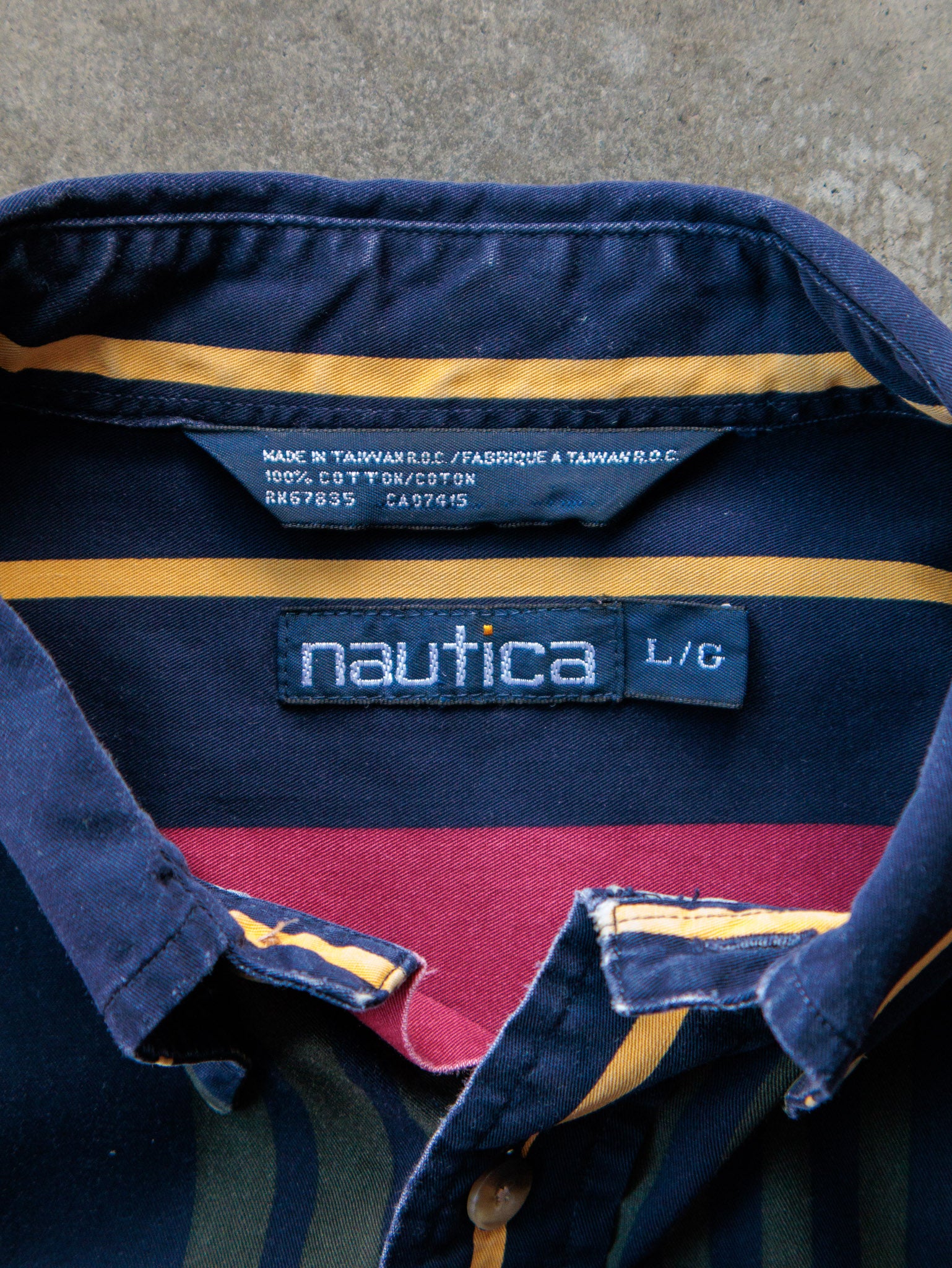 Vintage 90s Navy & Red Nautica Striped Shirt (L)