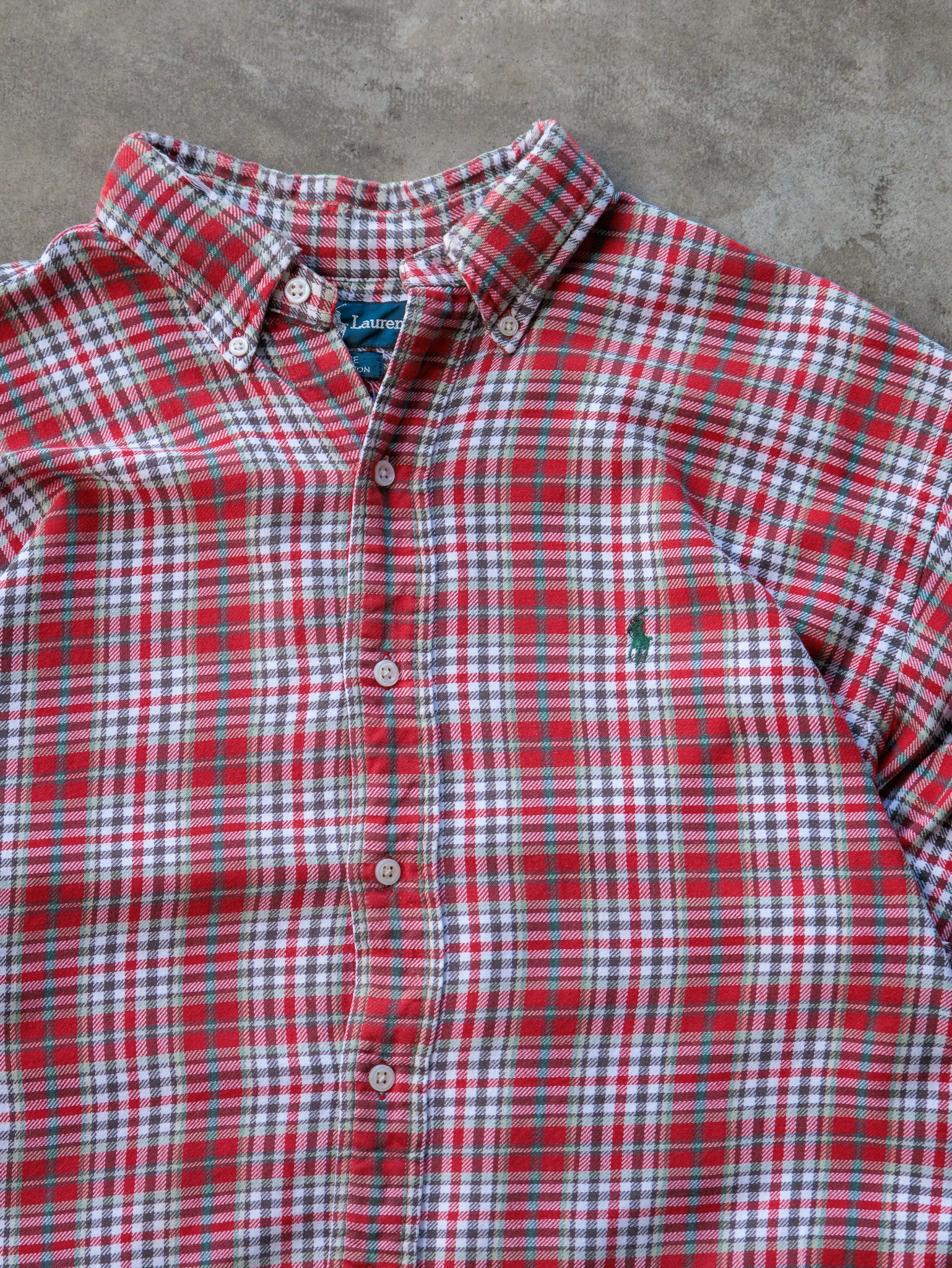 Vintage 90s Red Plaid Ralph Lauren Shirt (M)