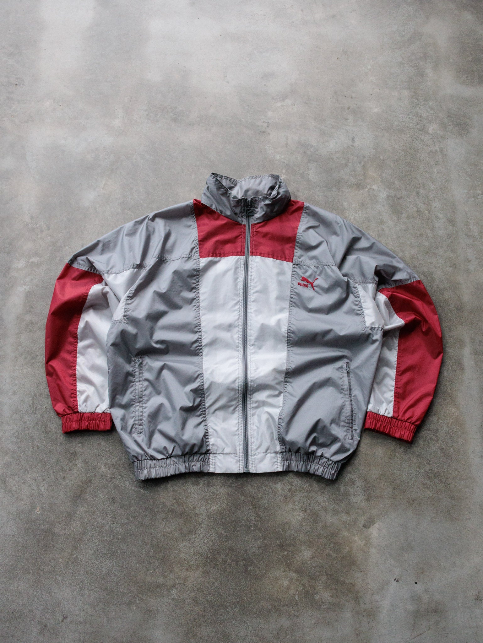 Vintage 90s Grey Puma Colourblock Windbreaker (M)