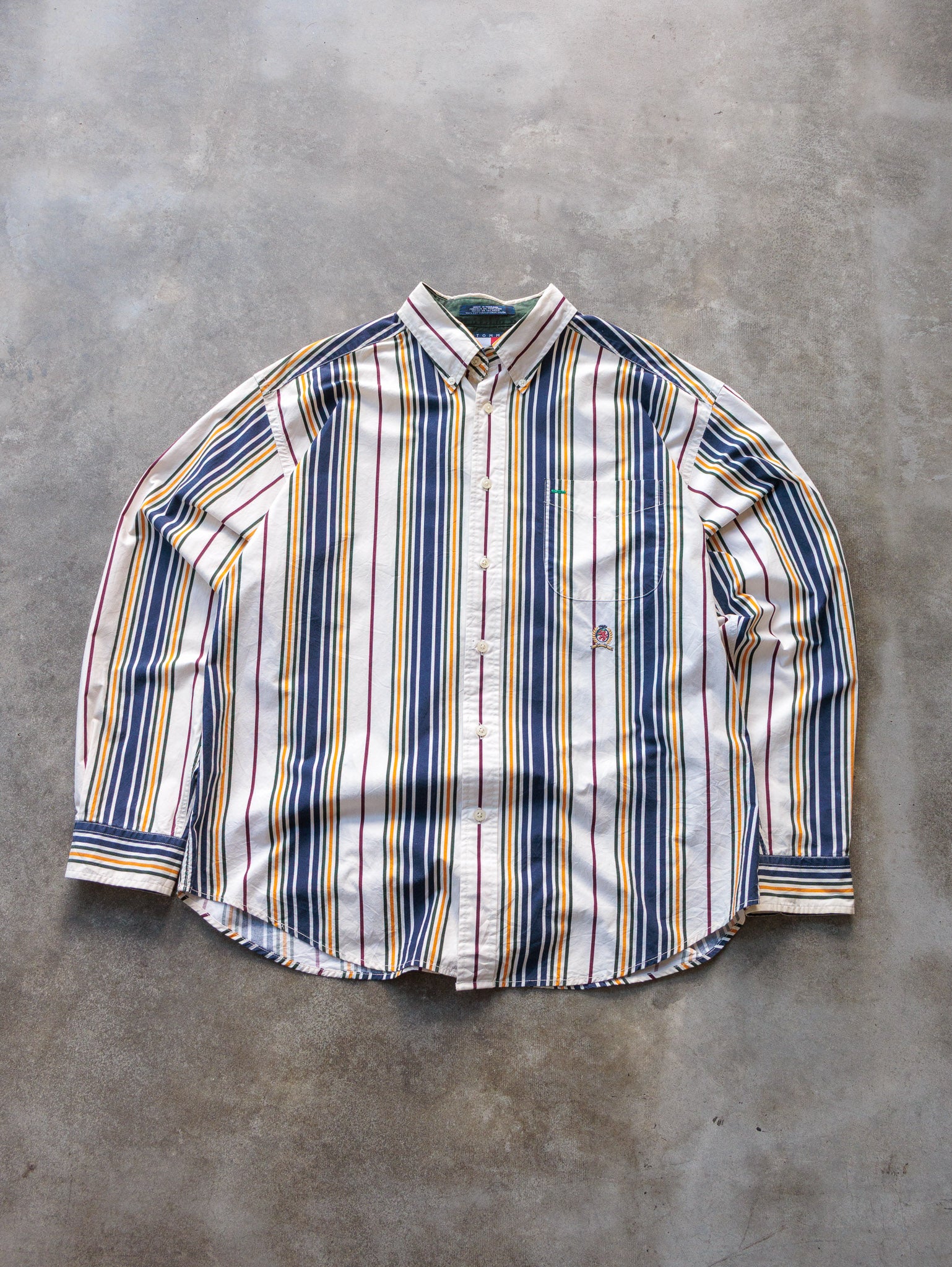 Vintage 90s Multi Colour Tommy Hilfiger Striped Shirt (L)