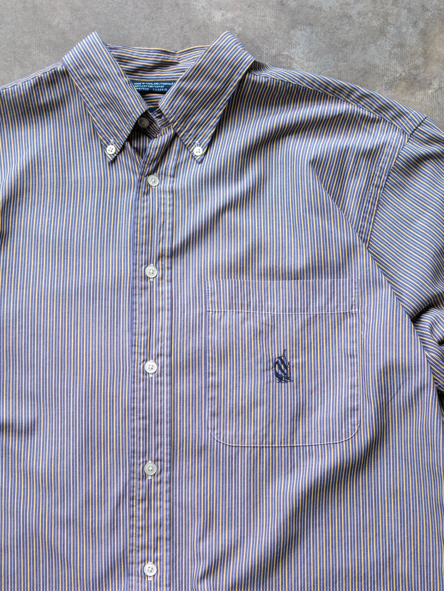 Vintage 90s Navy & Yellow Nautica Striped Shirt (M)