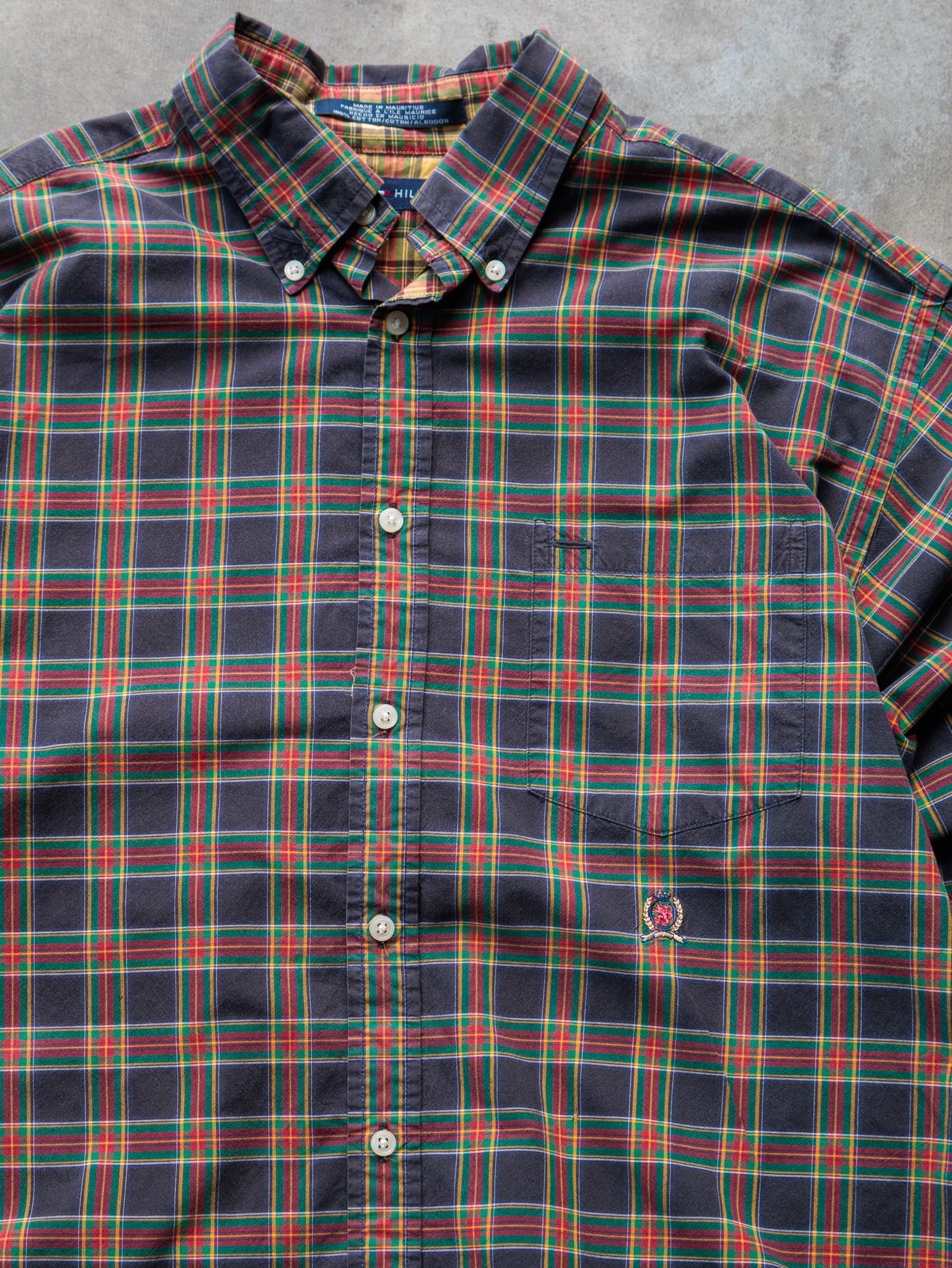 Vintage 90s Navy Multi Colour Tommy Hilfiger Plaid Shirt (L)