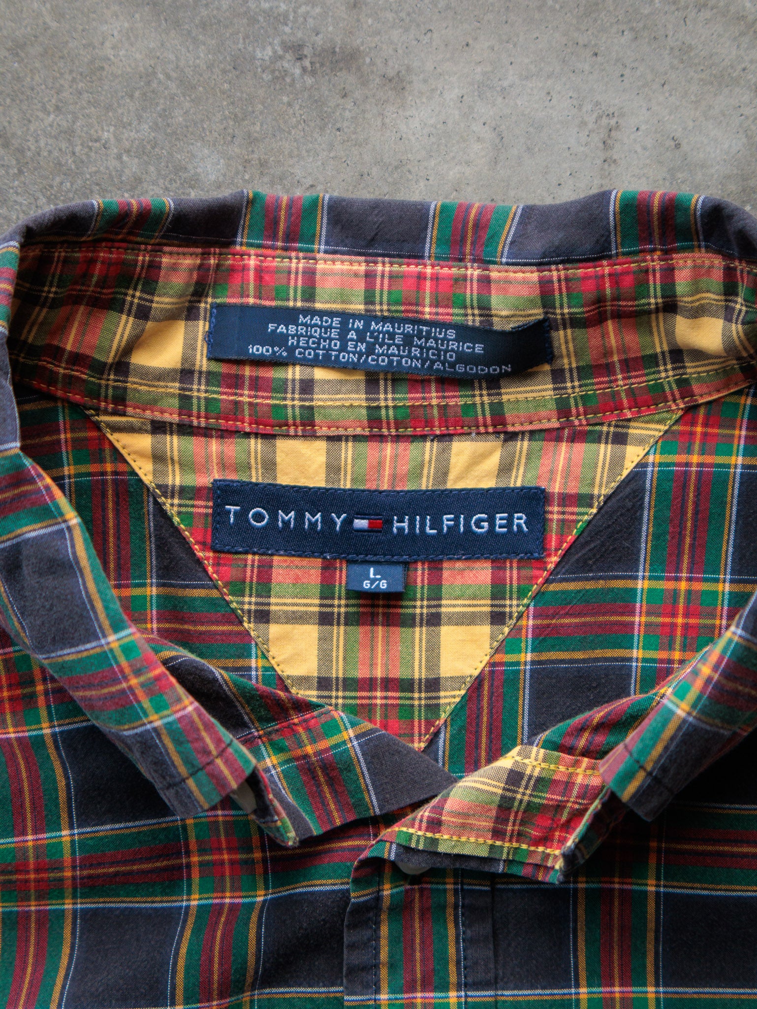 Vintage 90s Navy Multi Colour Tommy Hilfiger Plaid Shirt (L)