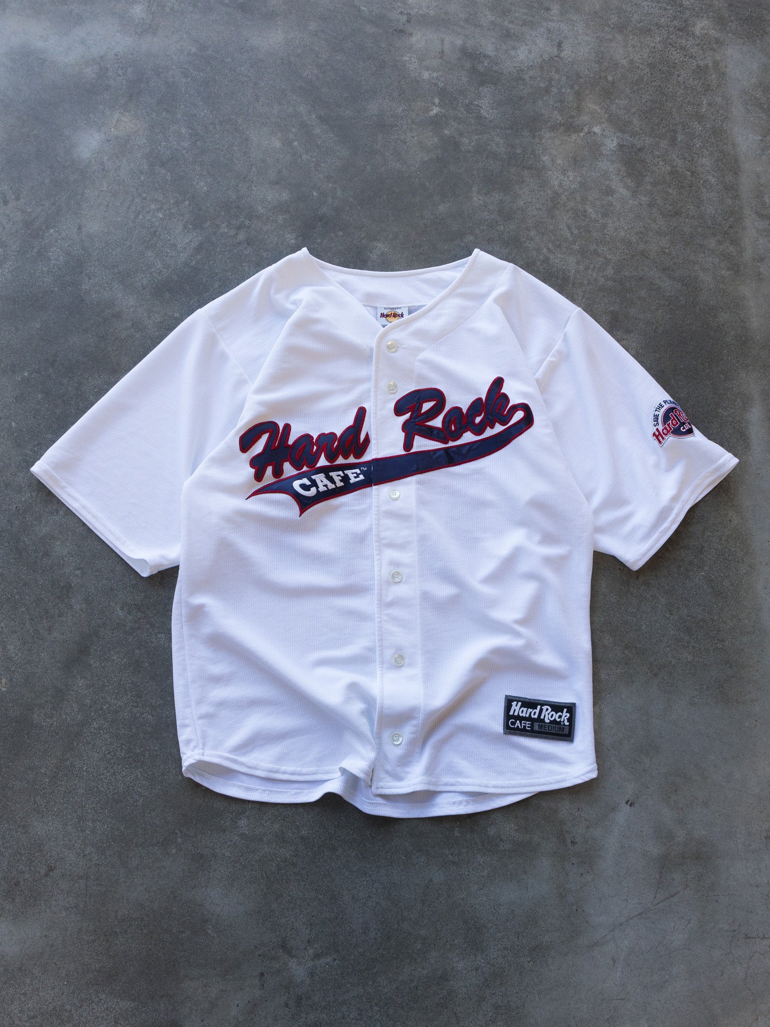 Vintage White Hard Rock Cafe Atlanta Baseball Jersey Tee (M)