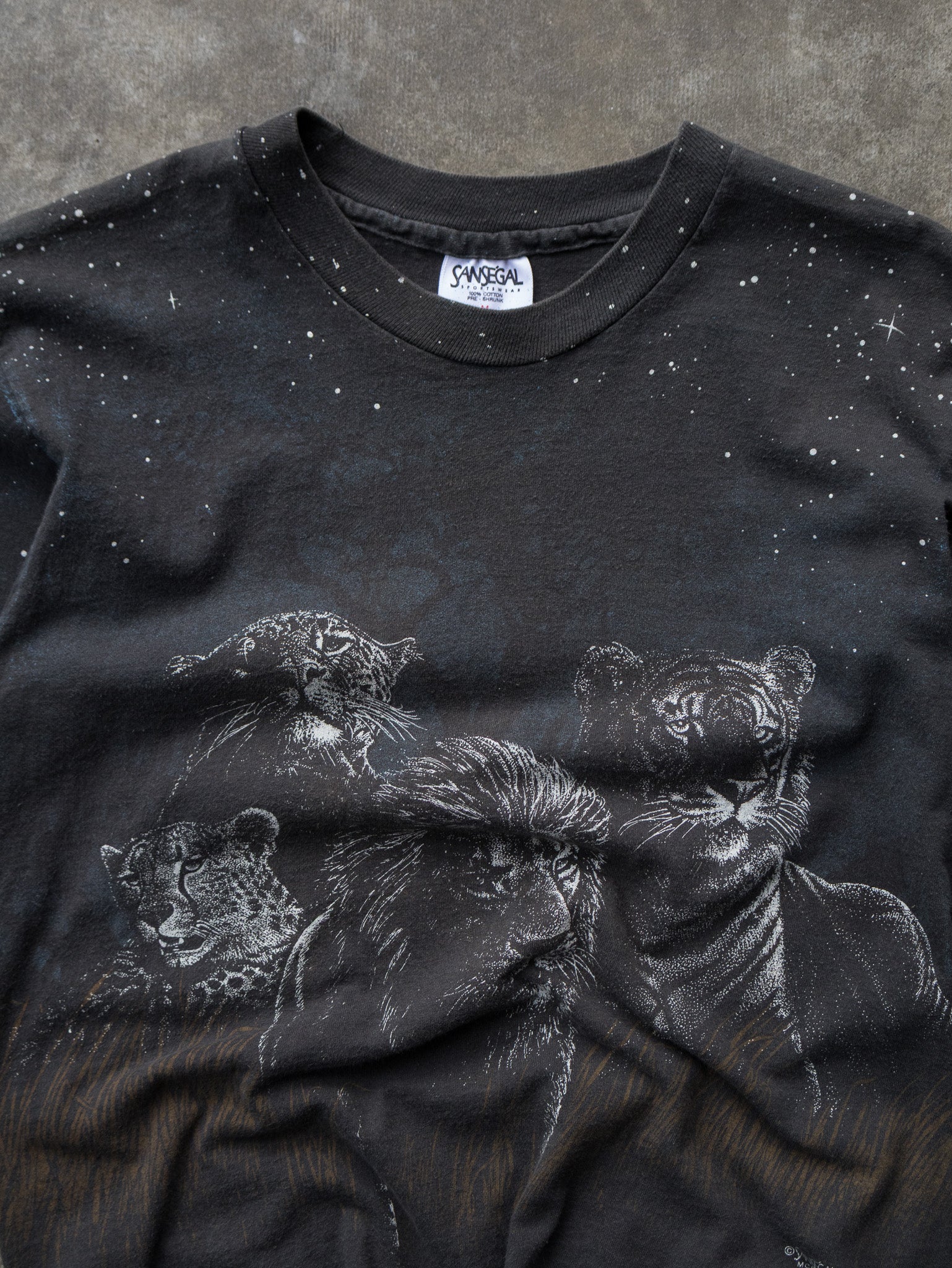 Vintage 90s Black Big Cats Wildlife Tee (M)