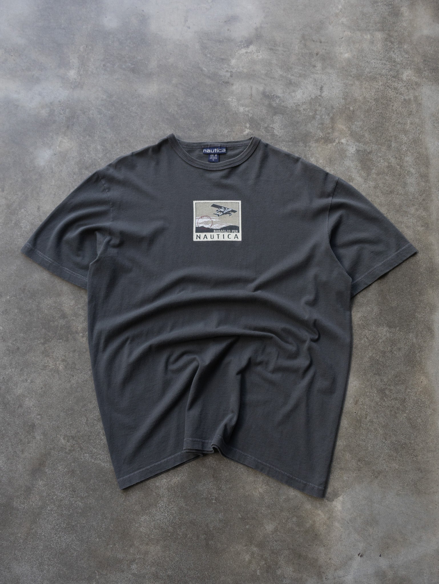 Vintage Grey Nautica Plane Graphic Tee (M)