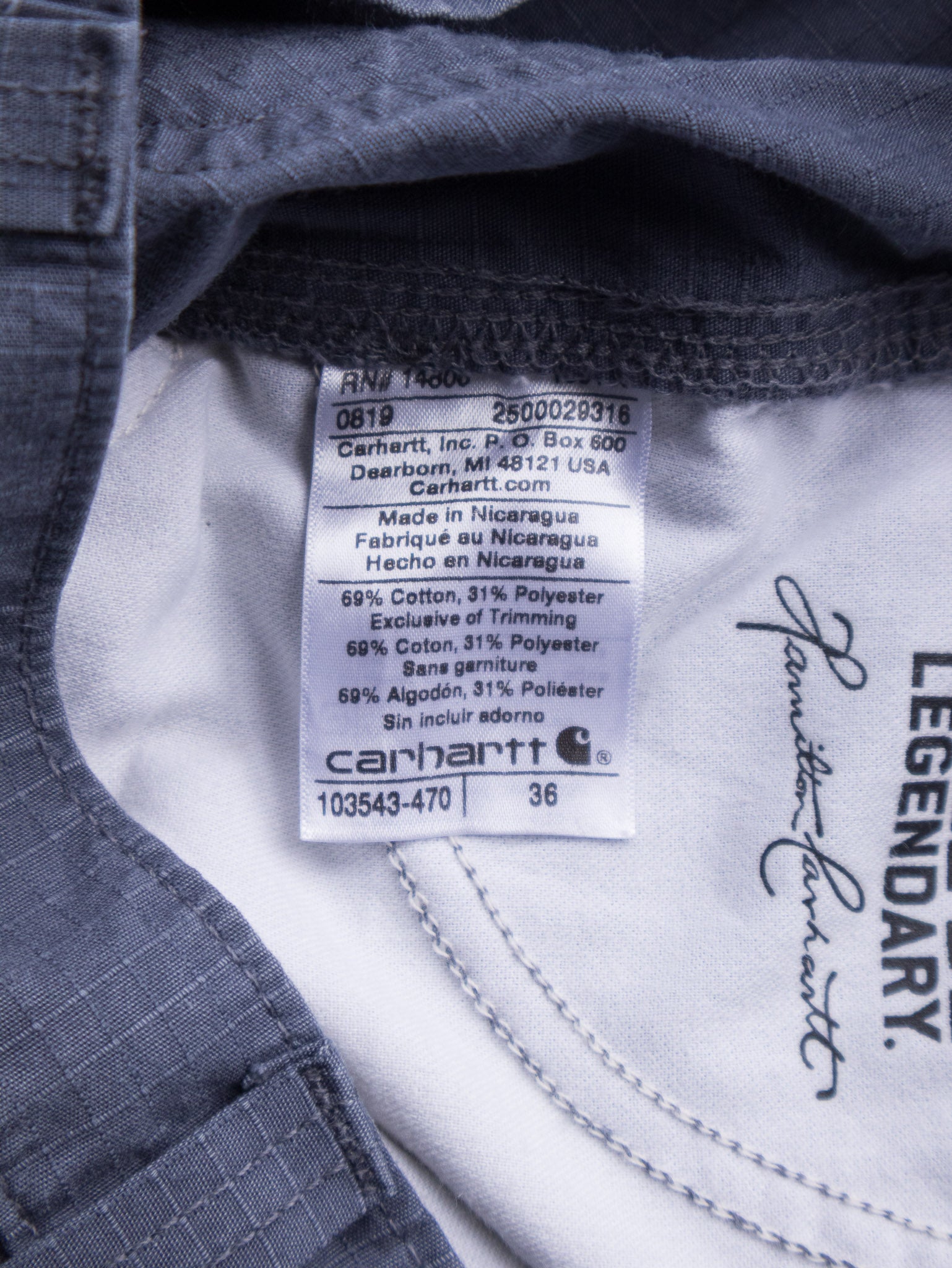 Vintage Slate Blue Carhartt Cargo Shorts (W36)