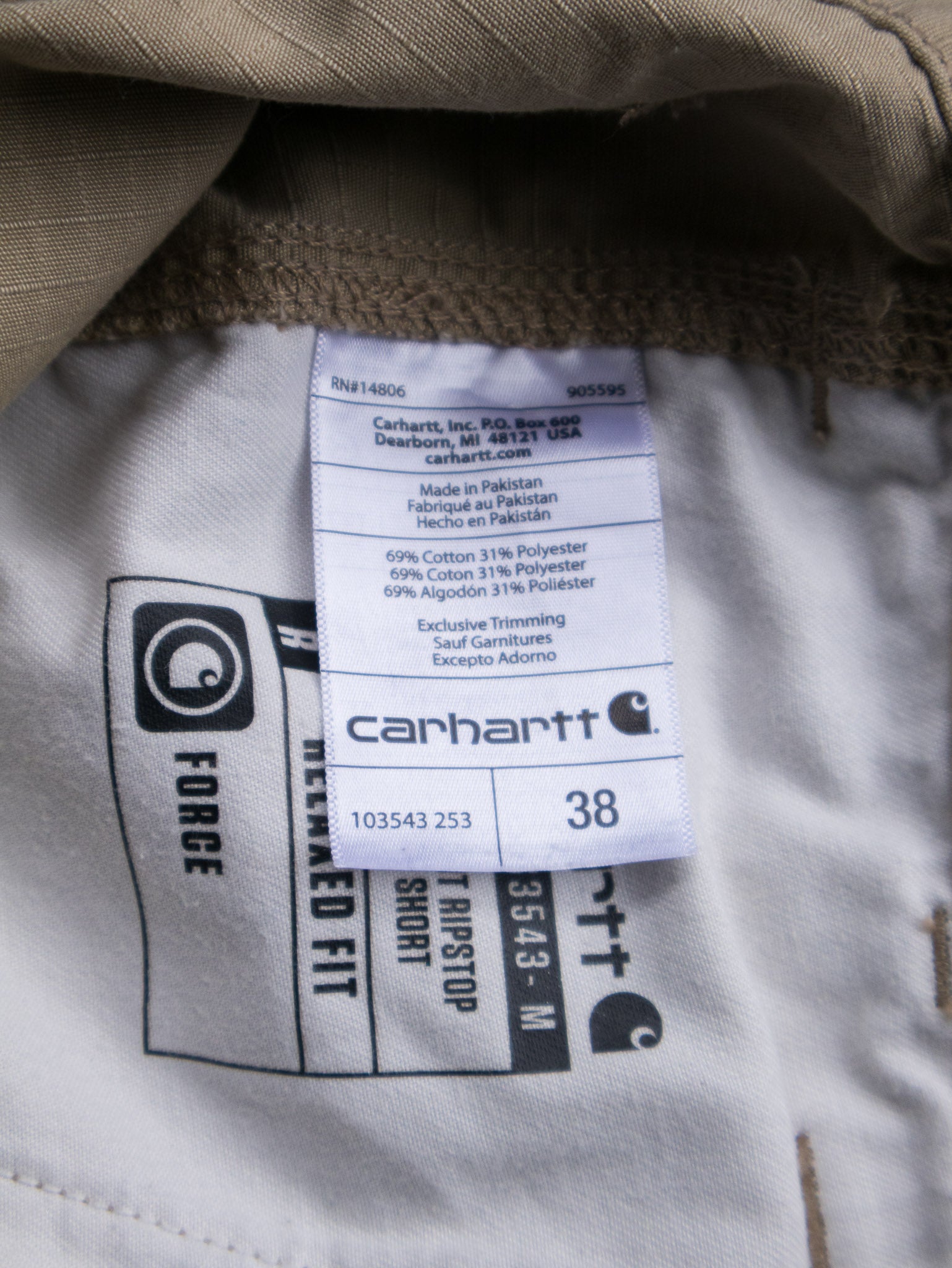 Vintage Tan Carhartt Ripstop Cargo Shorts (W38)