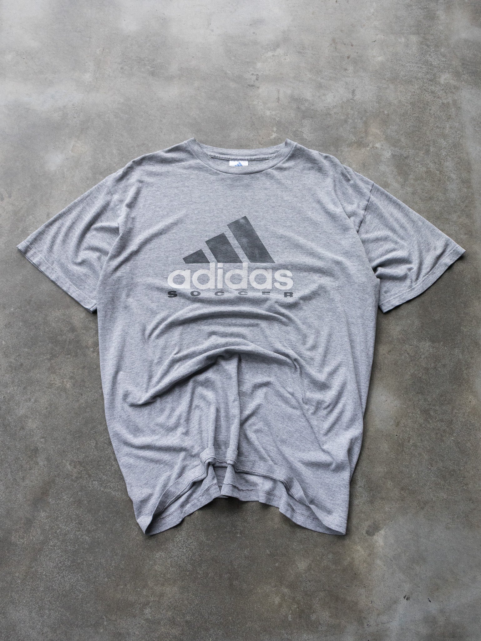 Vintage Grey Adidas Soccer Tee (XL)