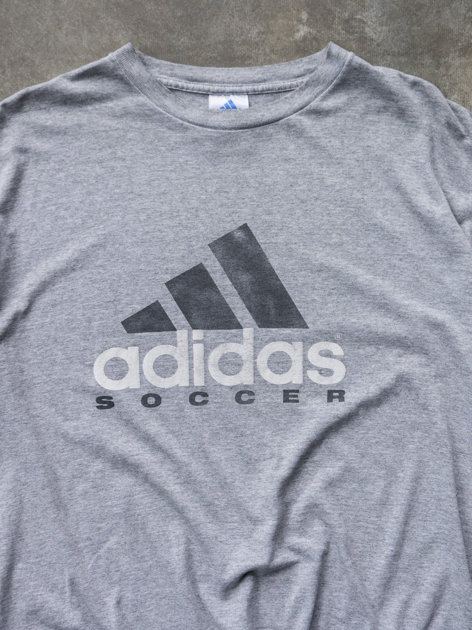 Vintage Grey Adidas Soccer Tee (XL)