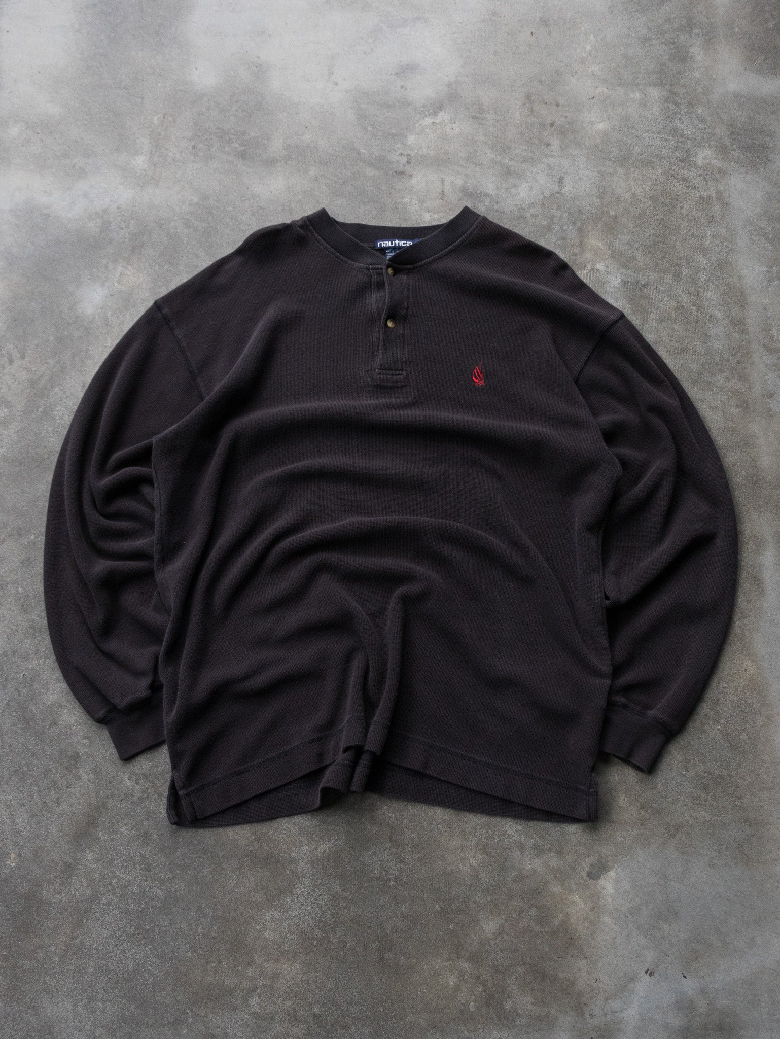 Vintage Black Nautica Henley Long Sleeve (XL)