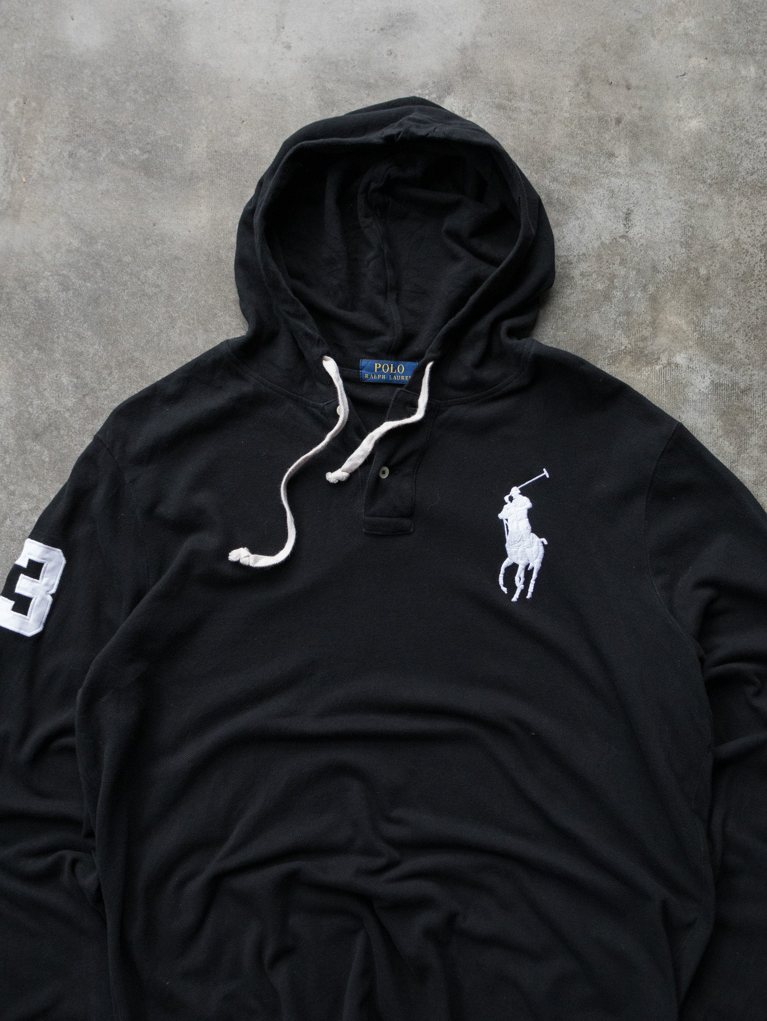 Vintage Black Polo Ralph Lauren Hoodie (L)