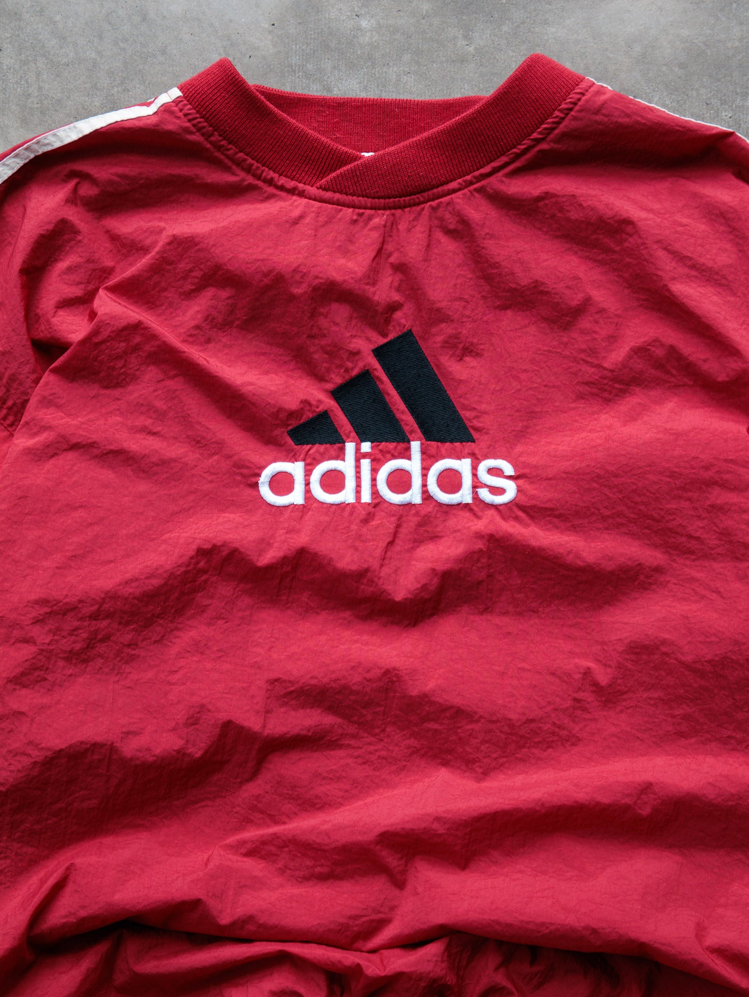 Vintage 90s Red Adidas V-Neck Windbreaker (S)