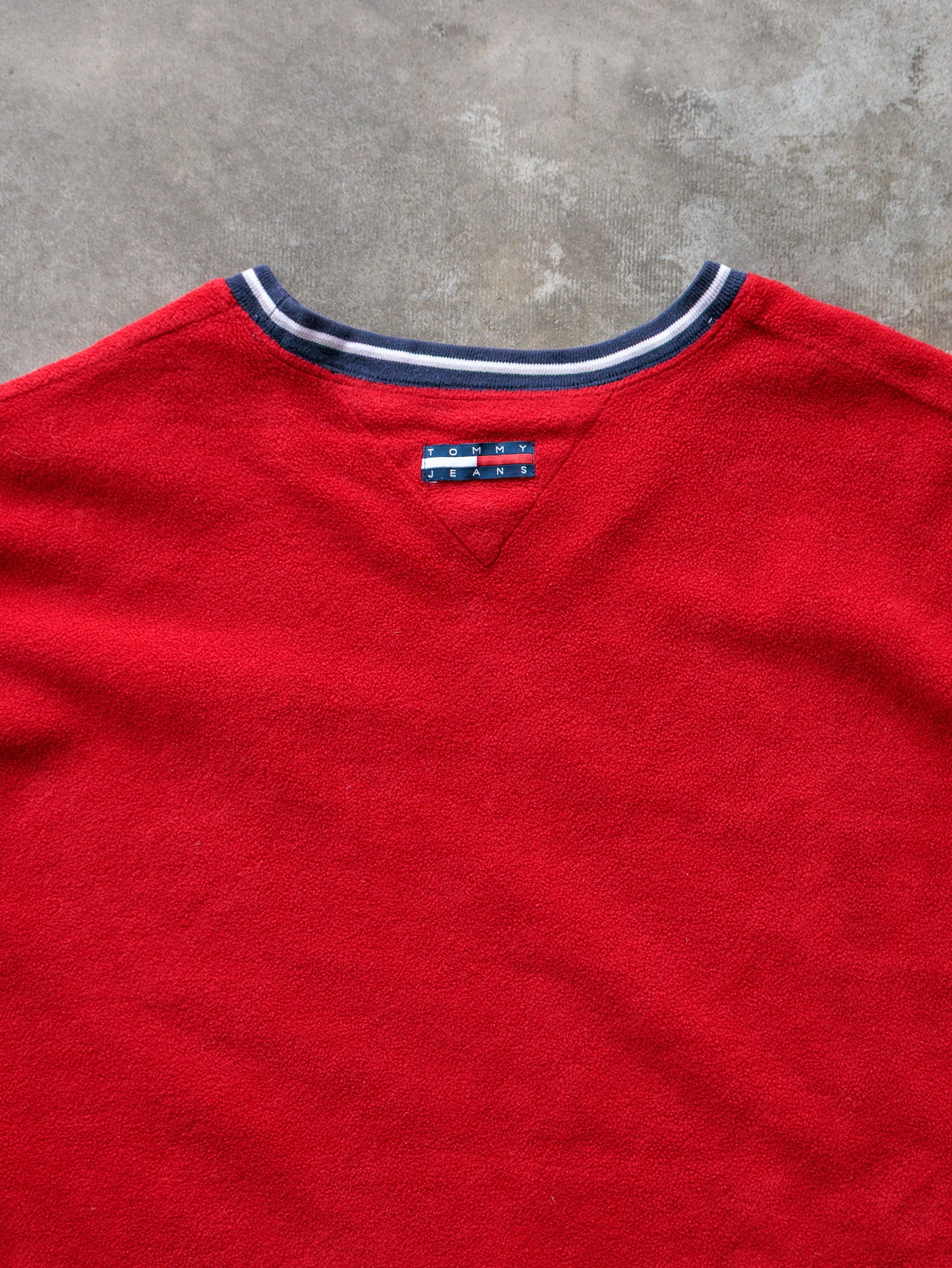Vintage 90s Red Tommy Jeans Fleece Sweatshirt (2XL)