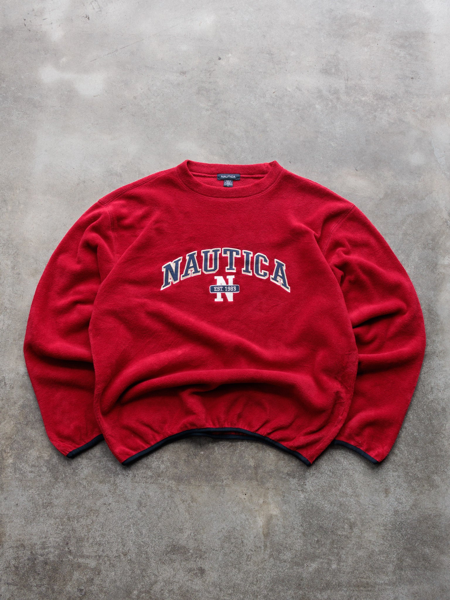 Vintage 90s Red Nautica Fleece Sweatshirt (L)