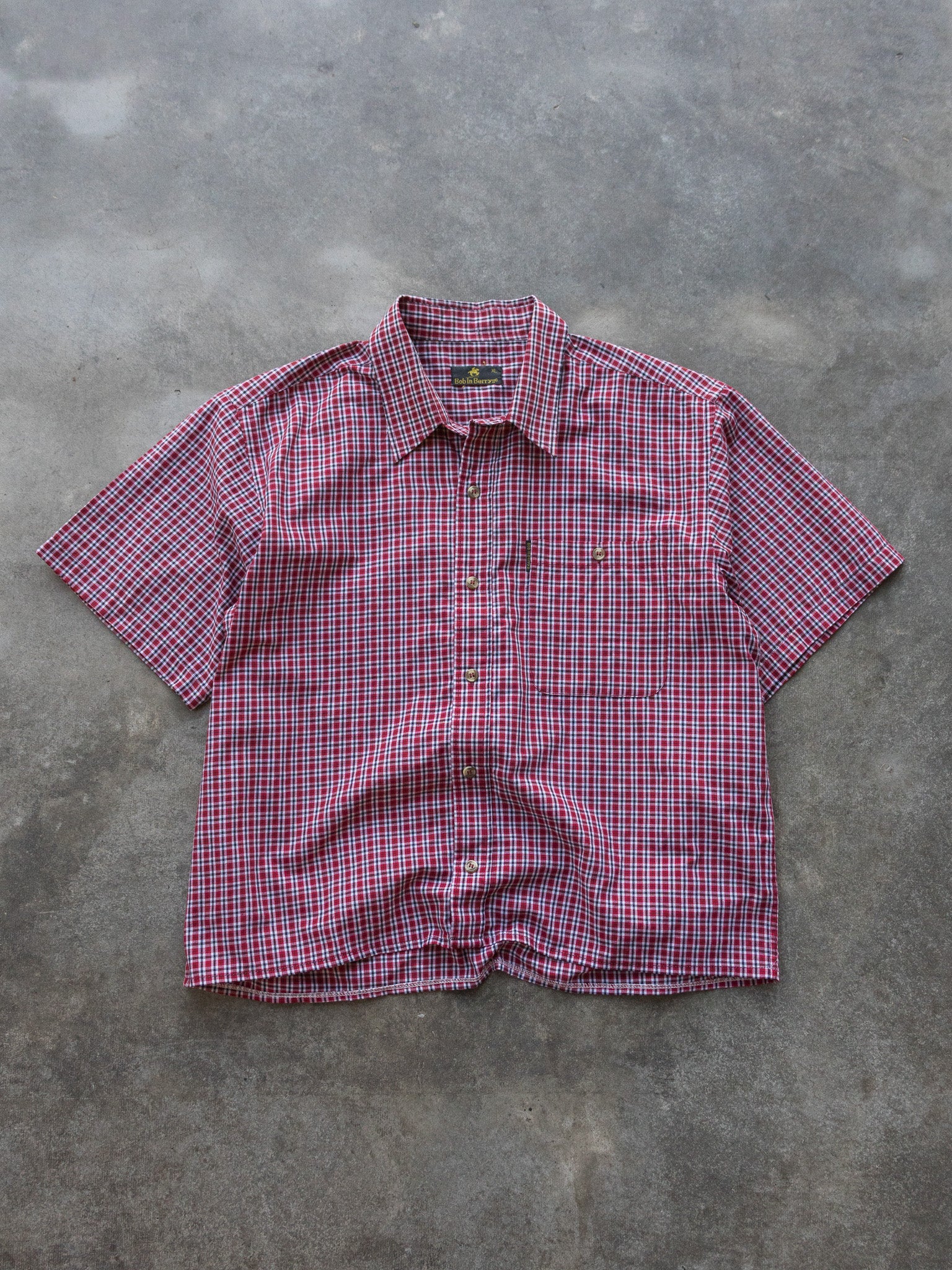 Vintage Red Check Cropped Shirt (L)