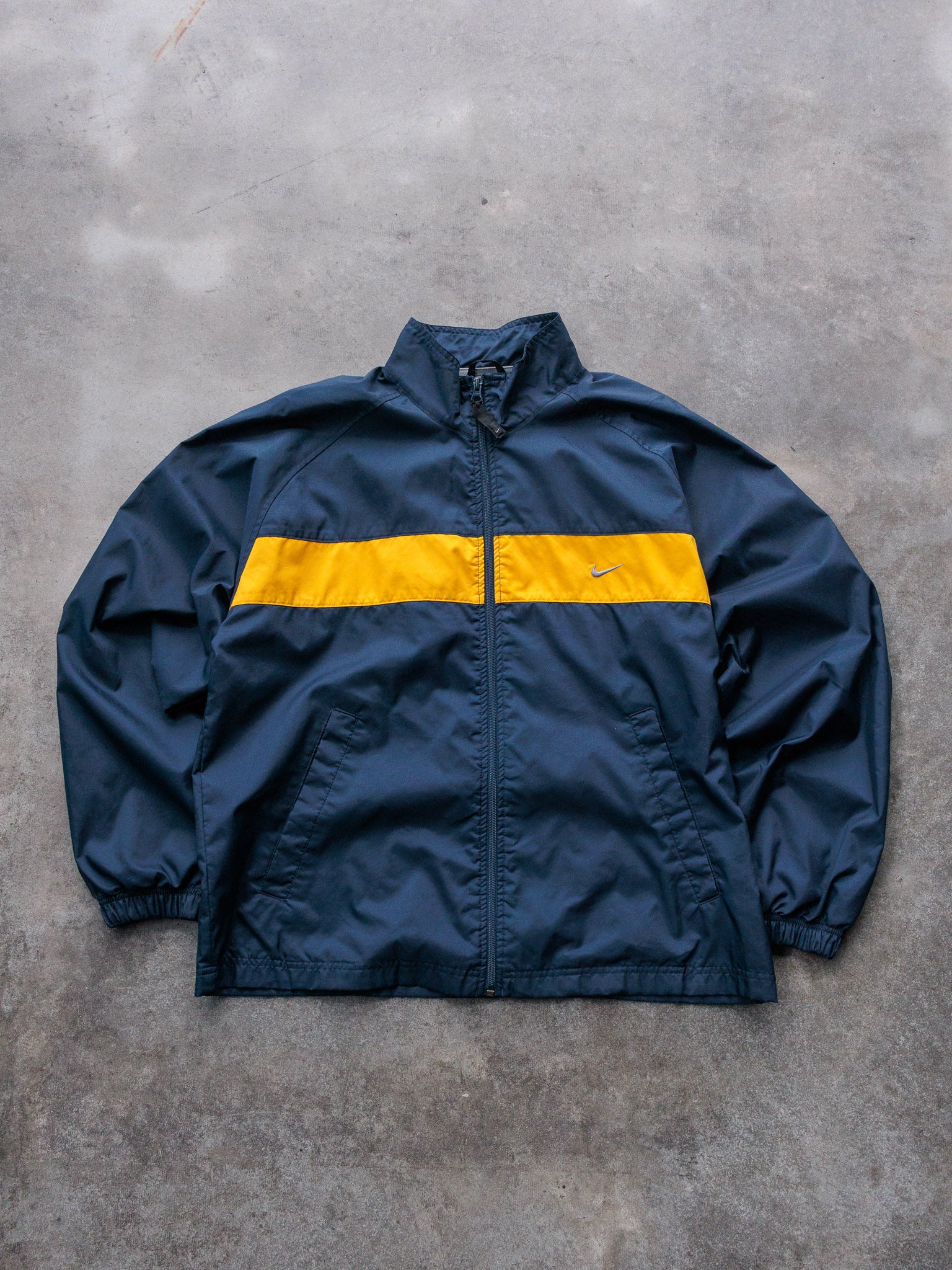 Vintage 00s Navy & Yellow Nike Track Jacket (M)