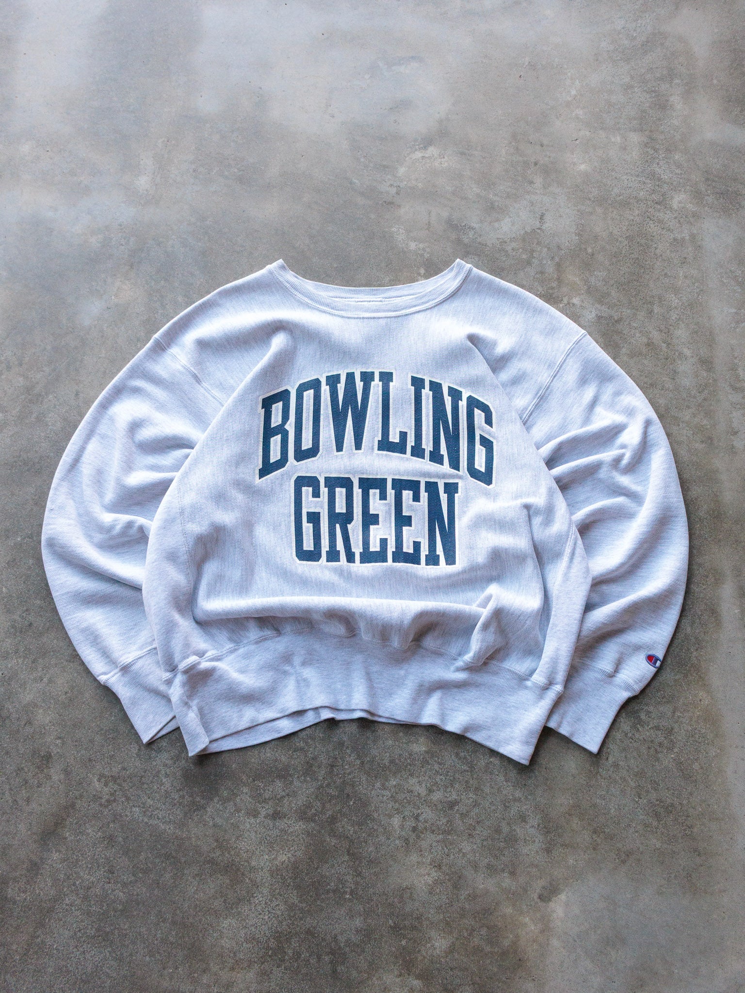 Vintage 90s Grey Champion Bowling Green Spell Out Sweatshirt (XL)