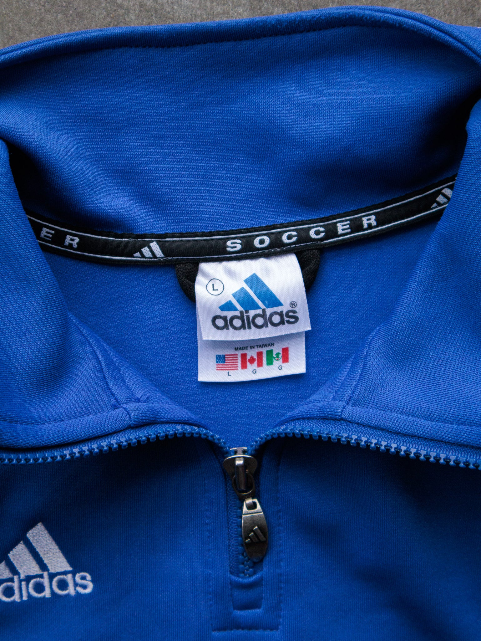 Vintage 90s Blue & Black Adidas Quarter Zip Sweatshirt (L)