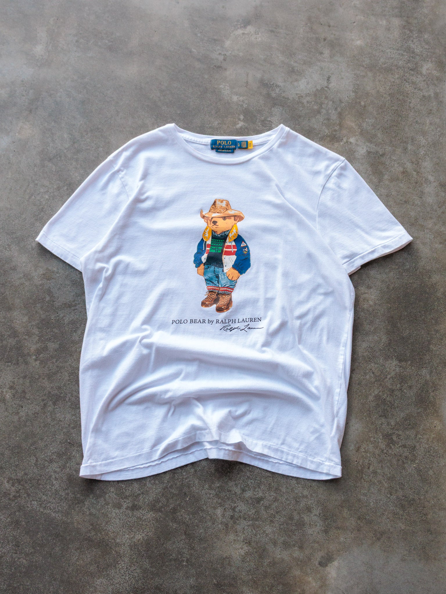 Vintage White Ralph Lauren Polo Bear Tee (L)