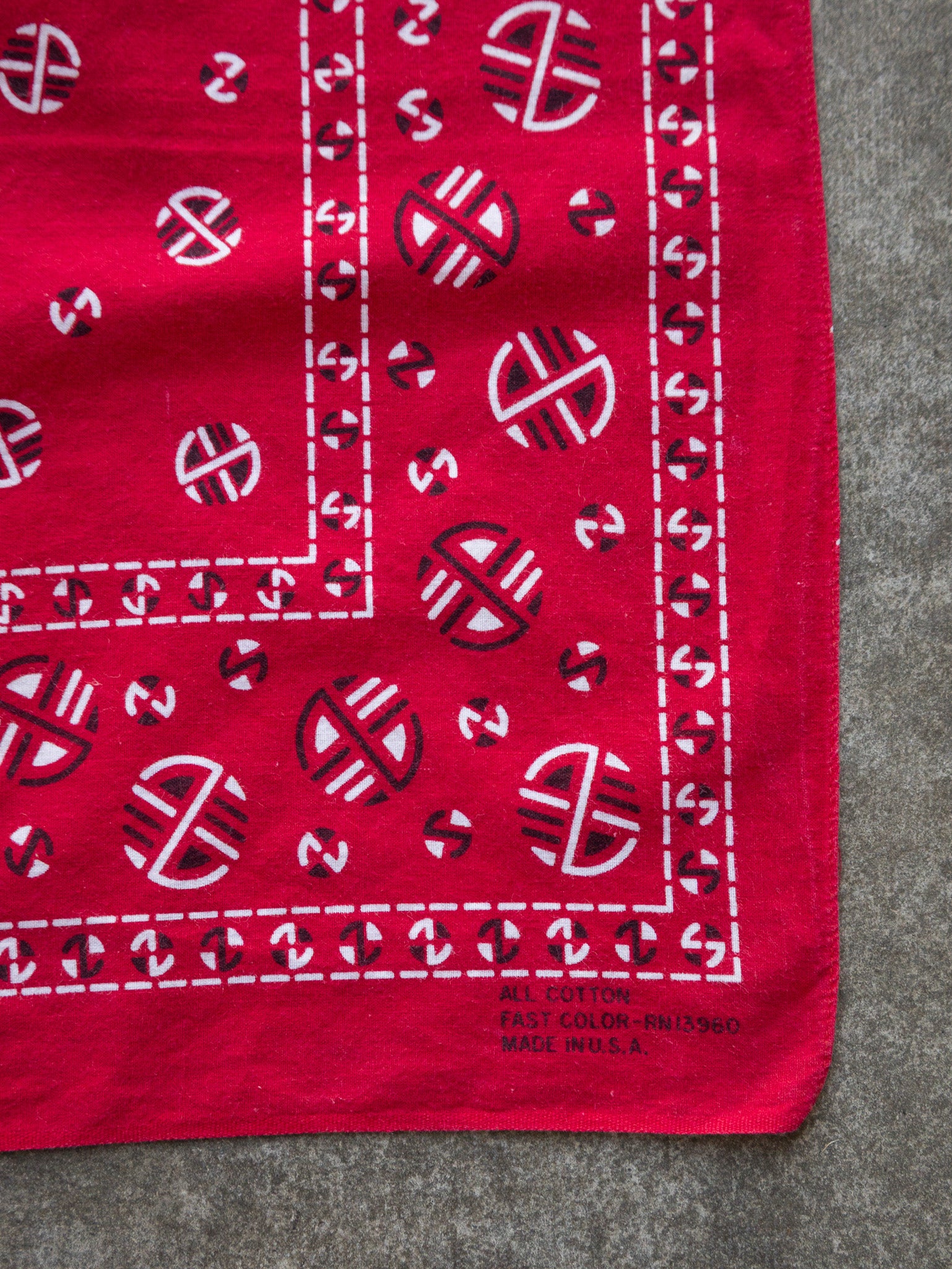Vintage Red Geometric Bandana