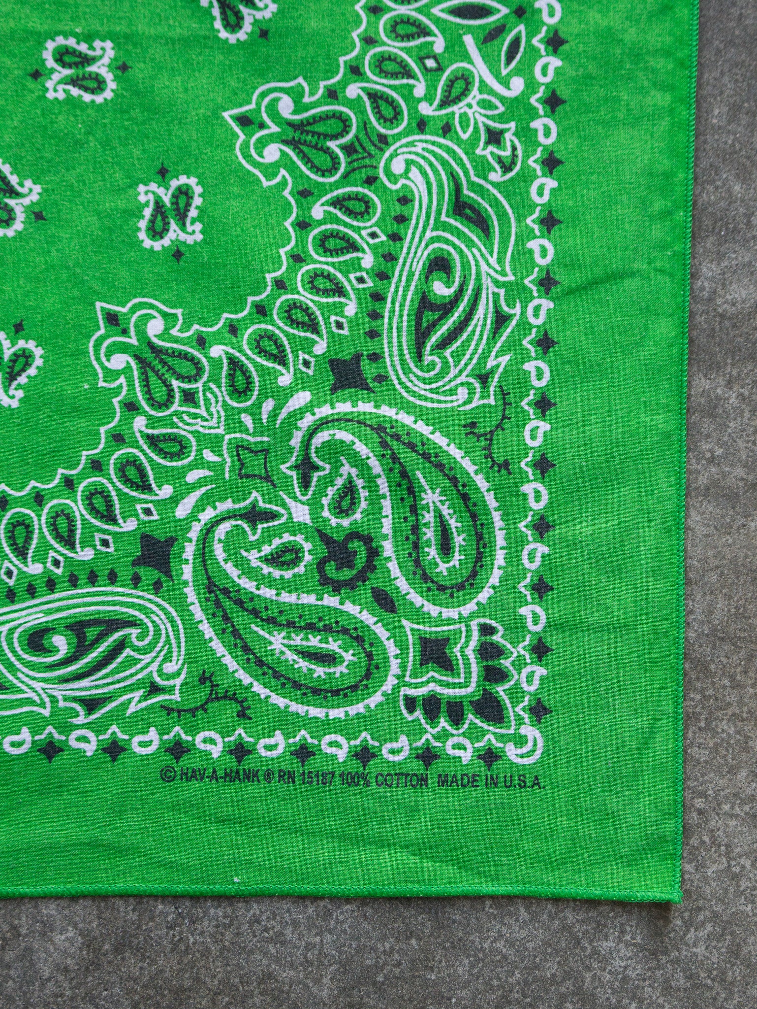 Vintage Kelly Green Paisley Bandana