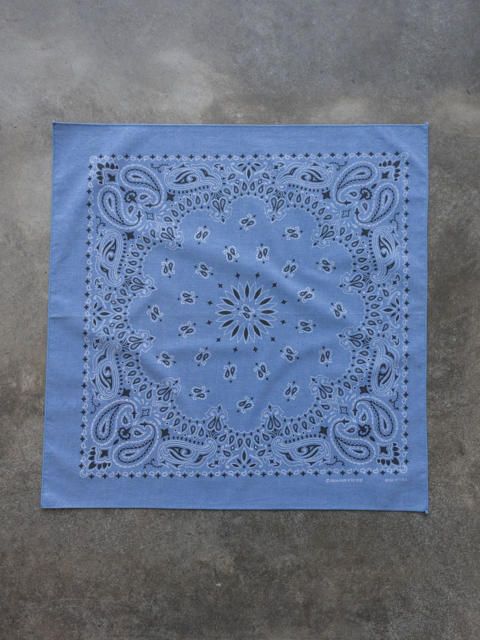 Vintage Dusty Blue Paisley Bandana