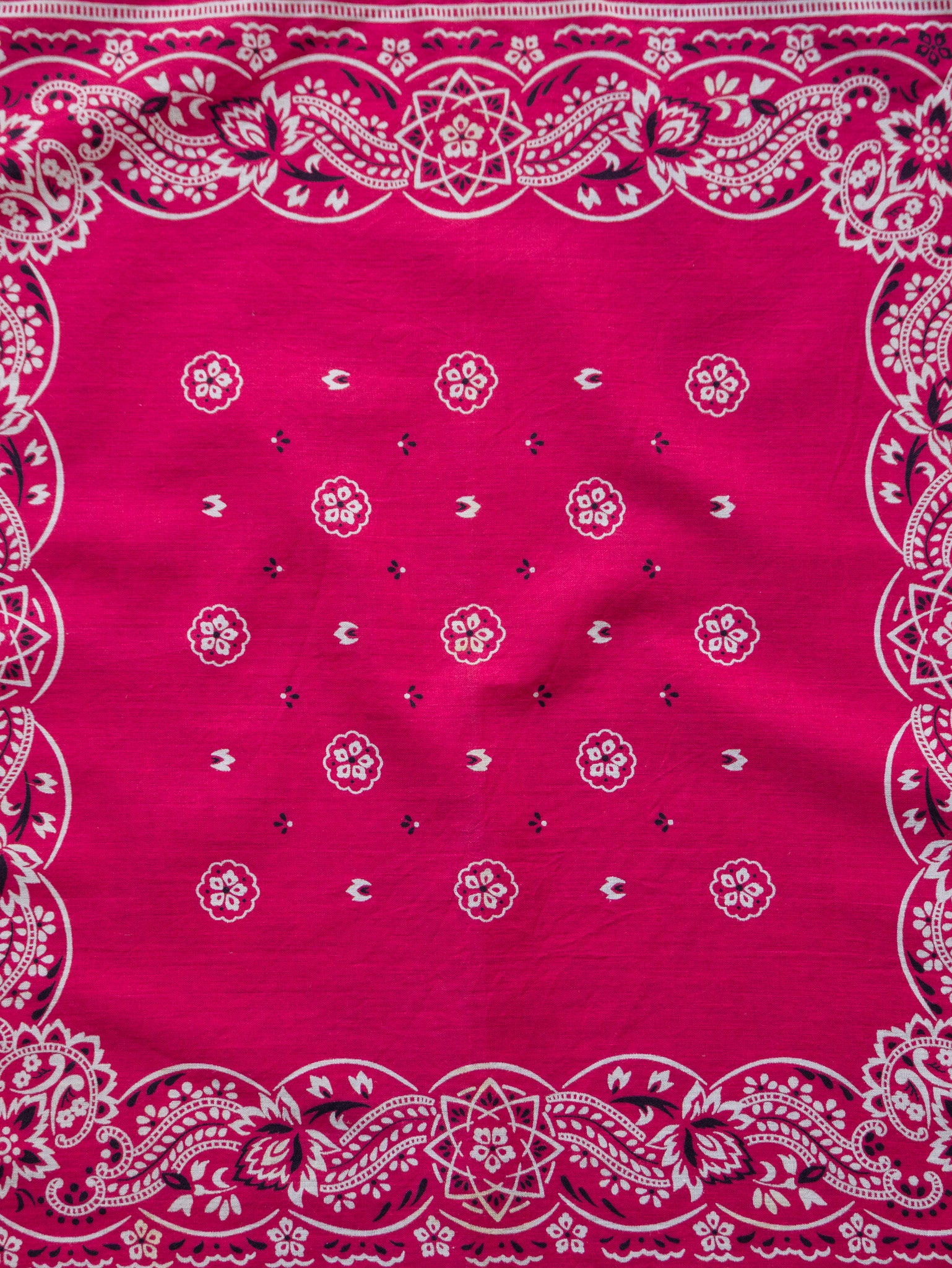 Vintage Hot Pink Floral Paisley Bandana