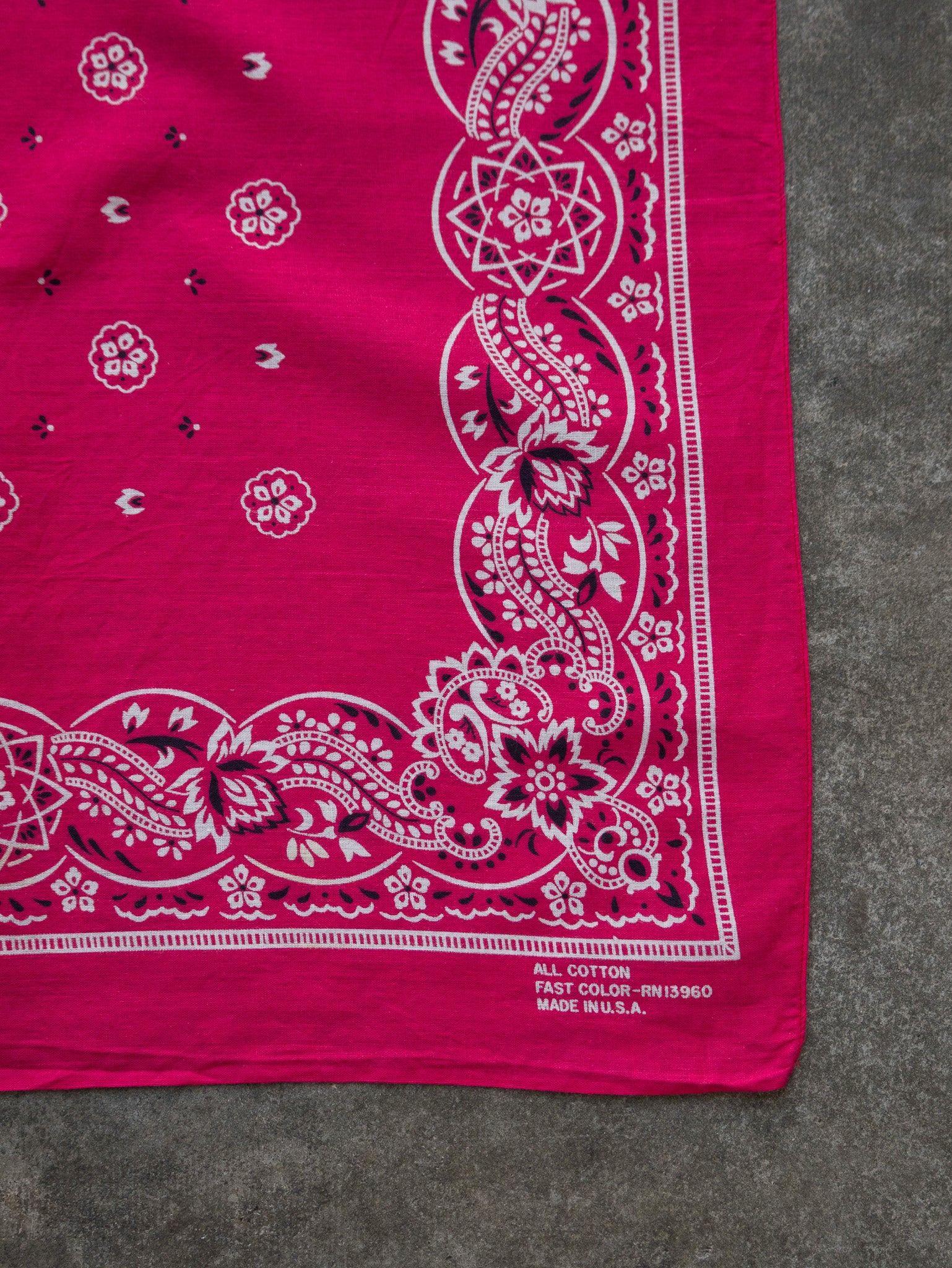 Vintage Hot Pink Floral Paisley Bandana